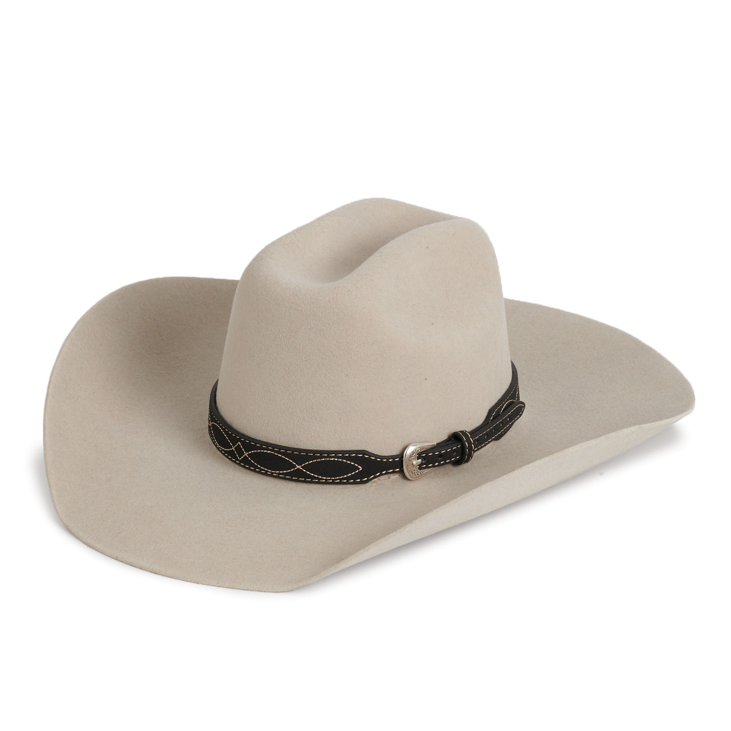 3D Belt Co Black Roughout Boot Stitch Hatband - Image 1