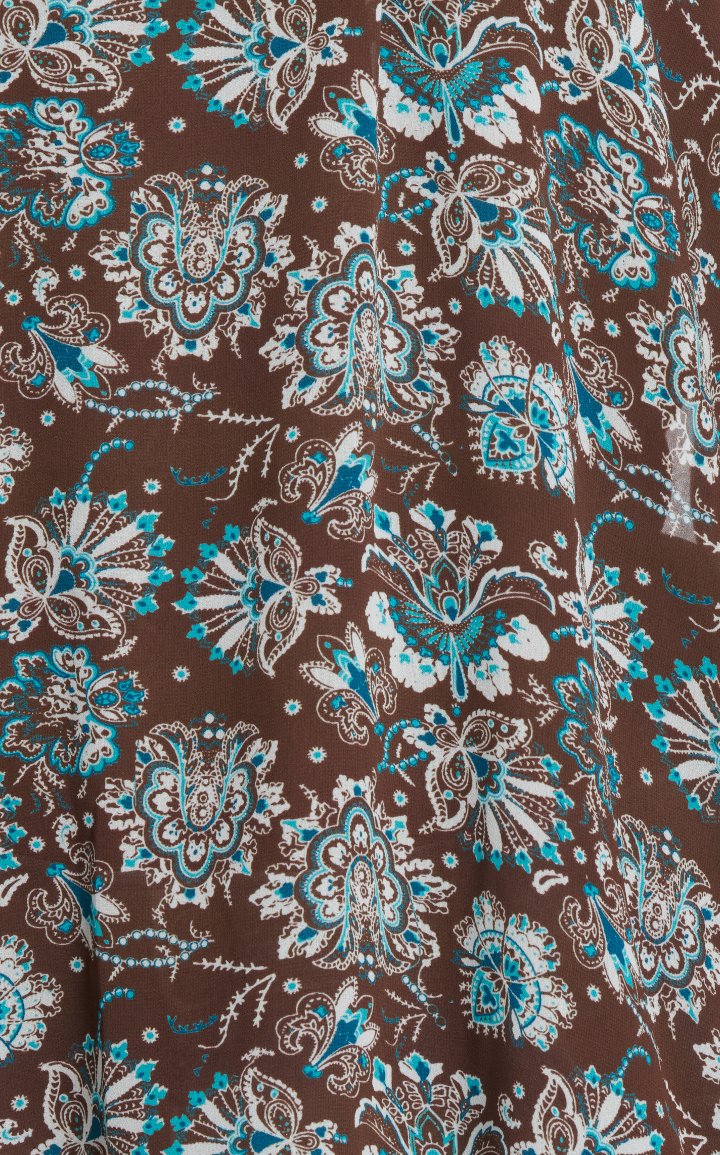 Cowgirl Hardware Women's Brown & Turquoise Peacock Paisley Chiffon Top  - Image 1