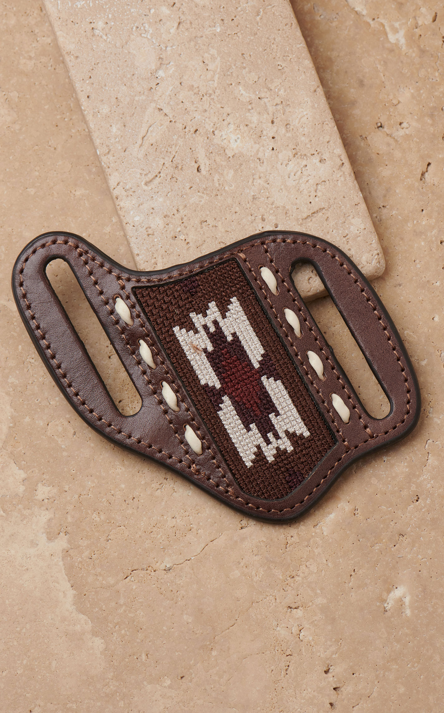 Nocona Brown Southwest Aztec Design Pancake Knife Sheath - Image 1