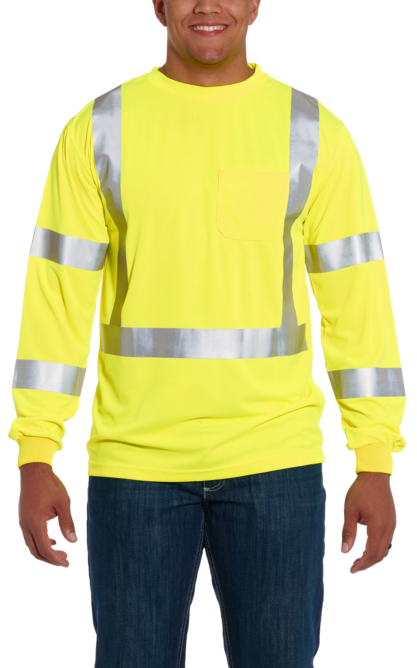 Forge Workwear Men's High Visibility Yellow with Reflective Tape Long Sleeve Work Shirt - Image 1