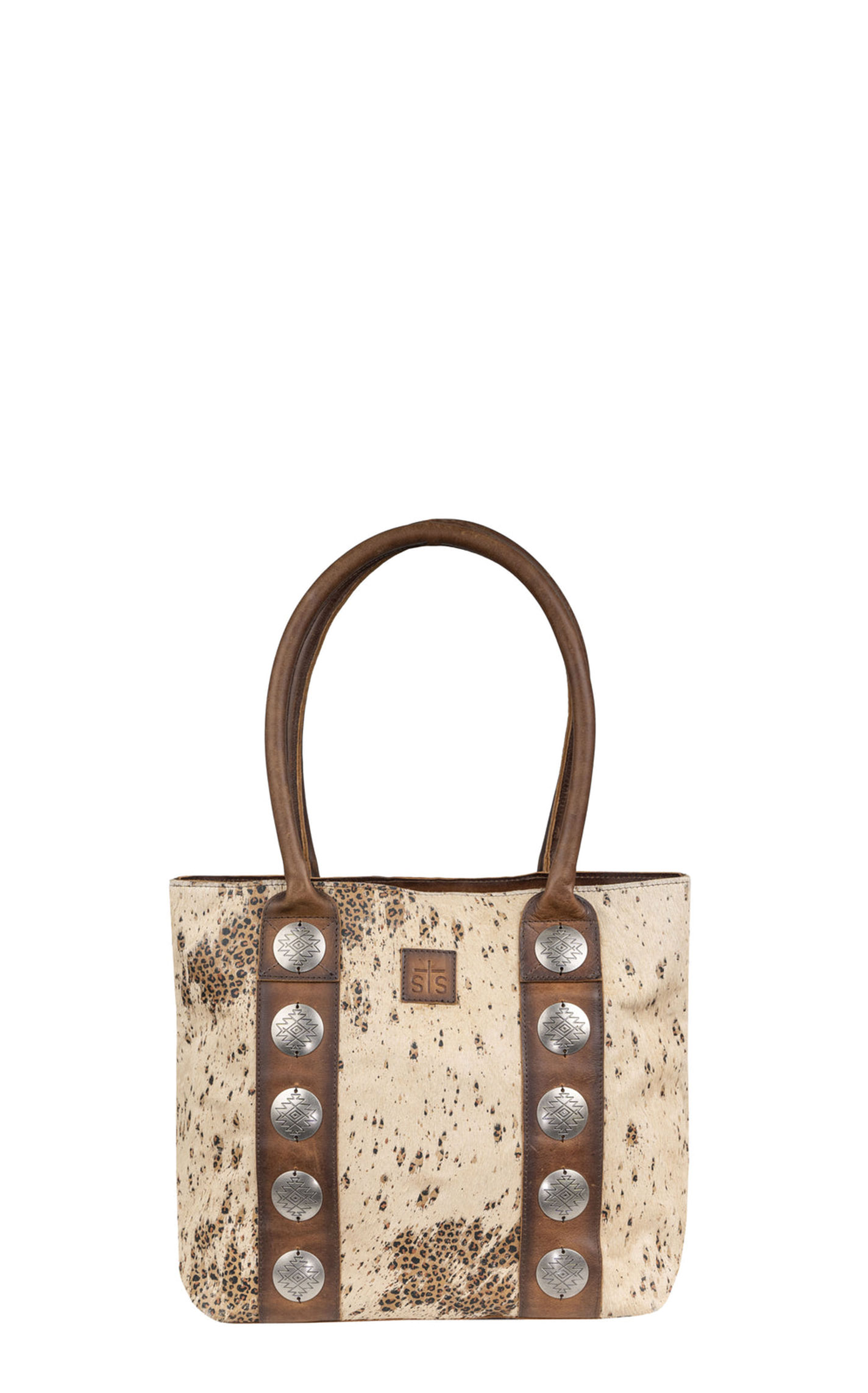 STS Ranchwear Cowhide Hair On Hide Serengeti Concho Tote Bag - Image 1