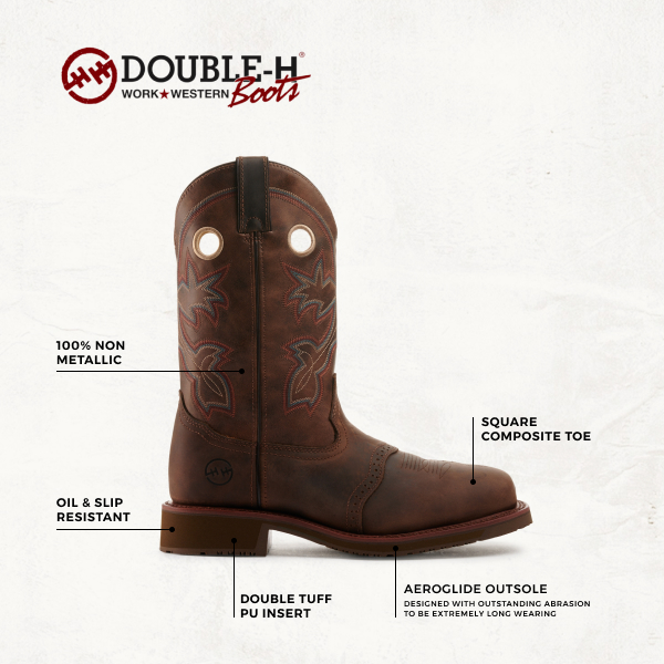 Double H Men's Antonio Earthquake Rust Square Composite Toe Work Boot - Image 1