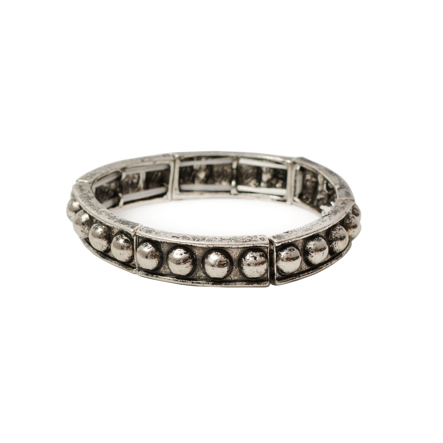 Rockin C Silver Thin Beaded Panel Stretch Bracelet - Image 1
