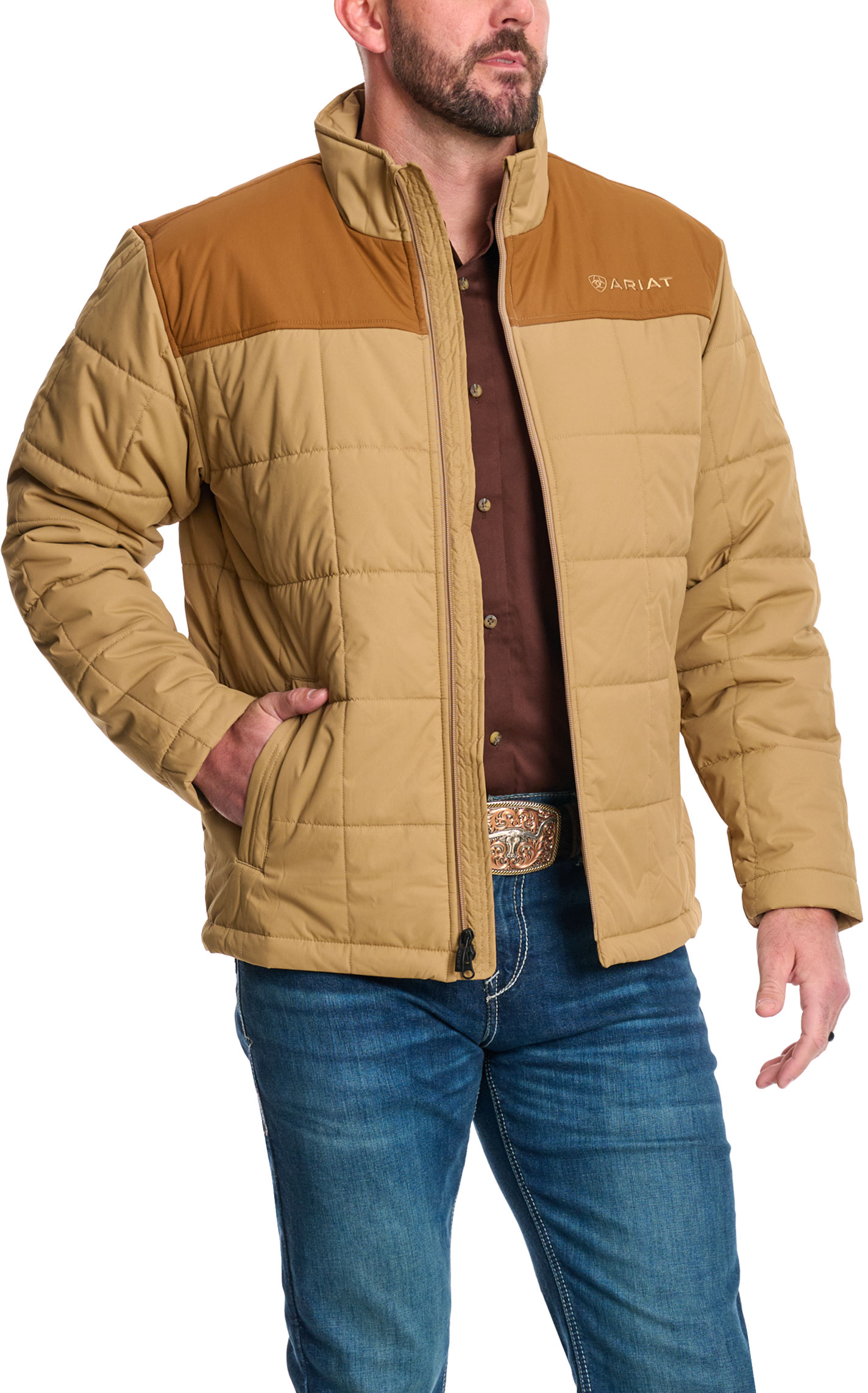 Ariat Men's Crius Khaki & Cinnamon Insulated Jacket - Image 1