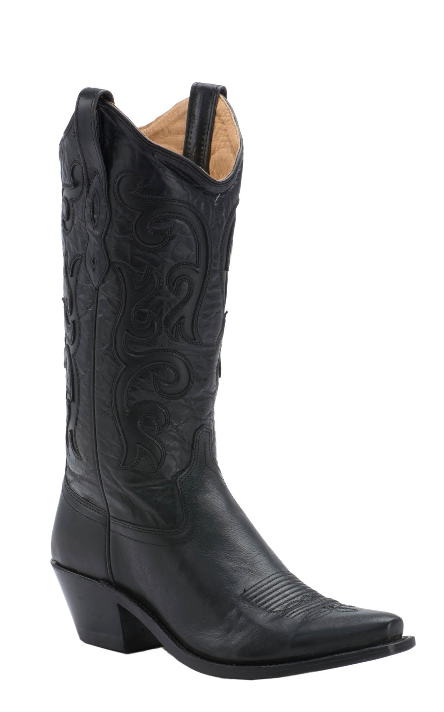 Old West Women's Classic Black Vineyard Snip Toe Cowboy Boot - Image 1