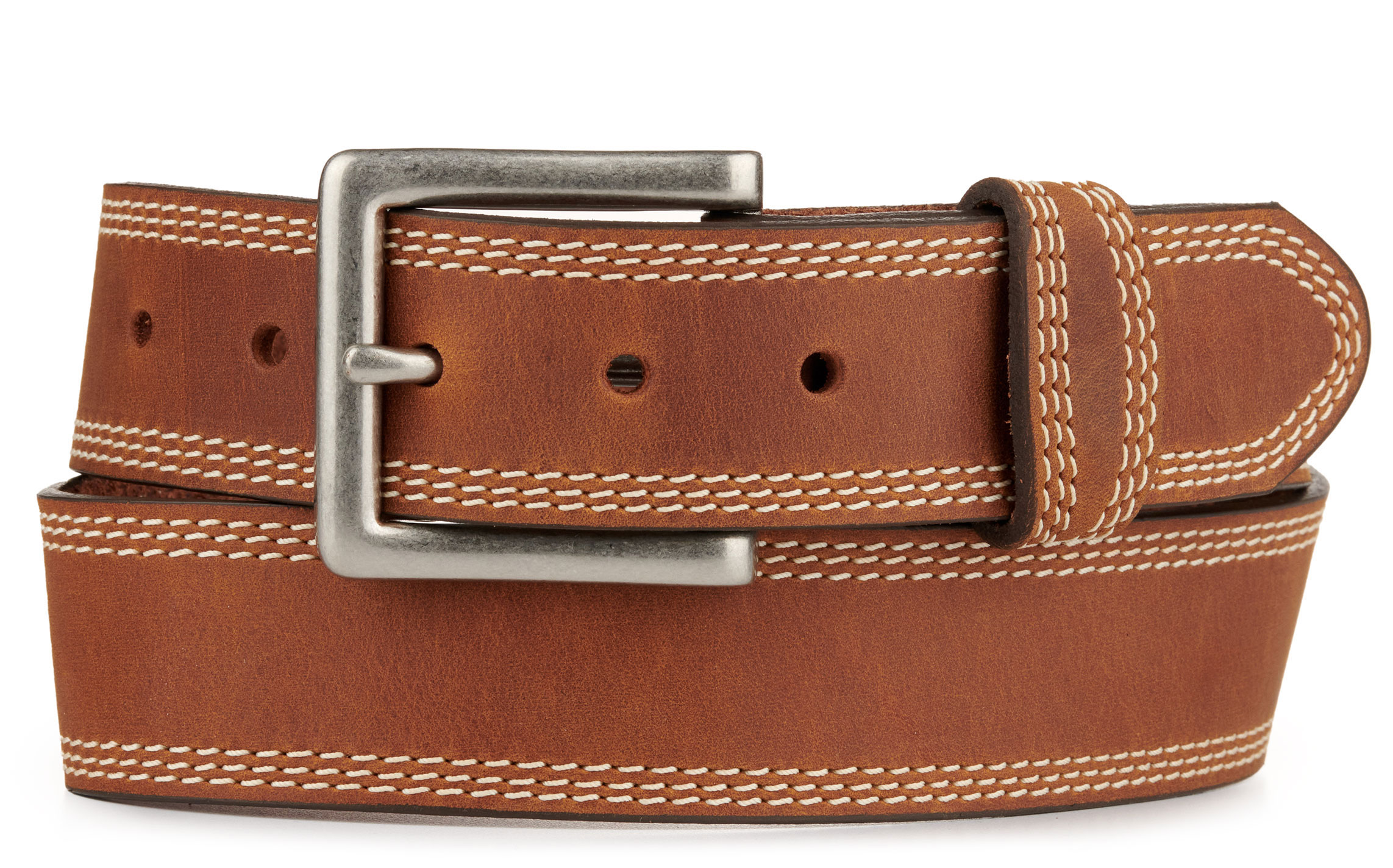 Justin Men's Brown Triple Stitch Classic Western Belt - Image 1
