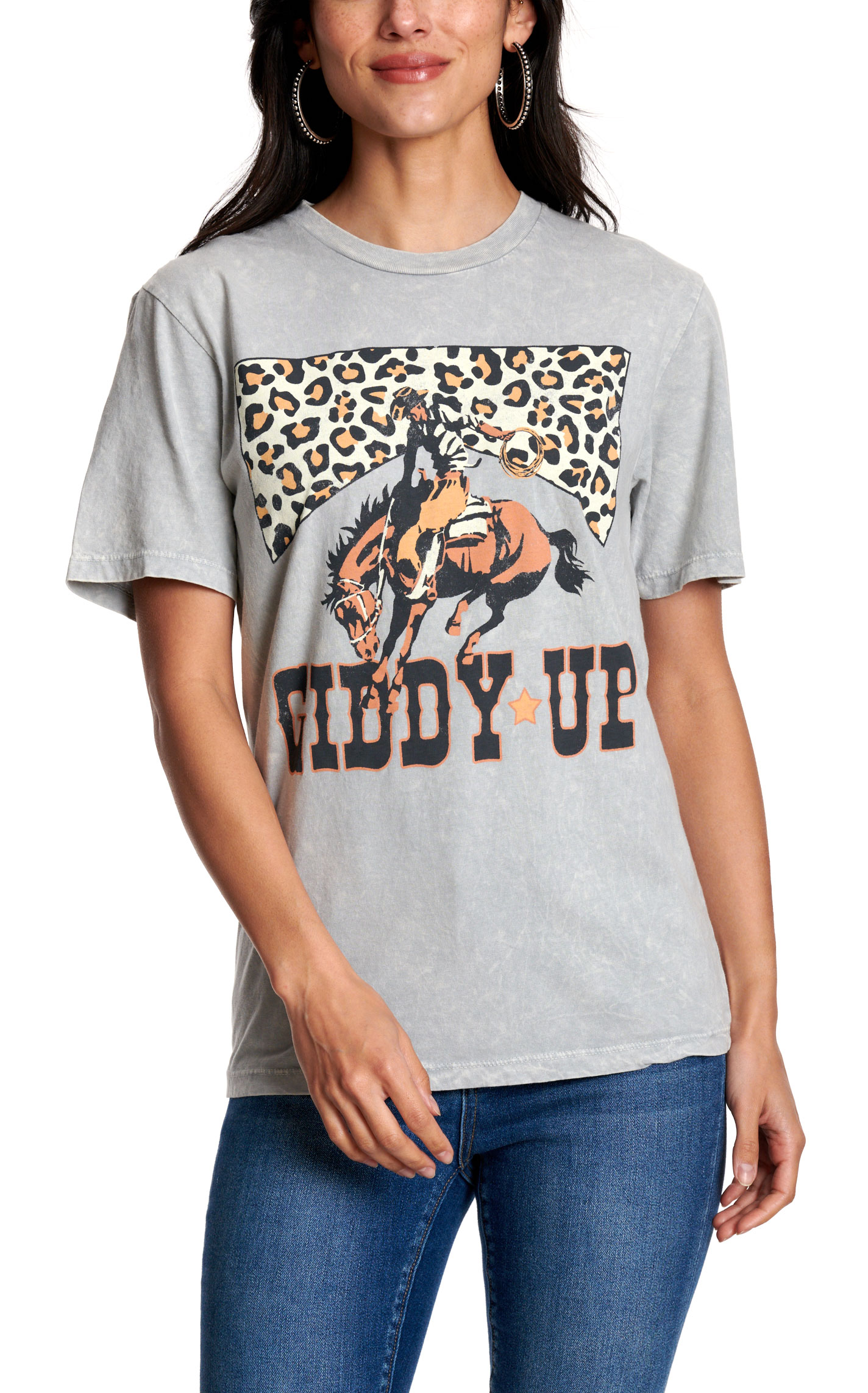 Lotus Fashion Women's Light Gray Giddy-Up Graphic T-Shirt - Image 3