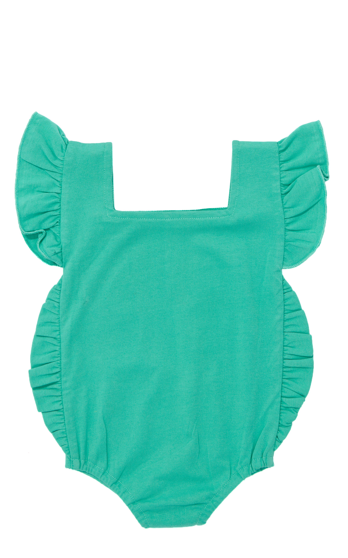 Rockin' C Infant Girl's Green Ruffle Horseshoe Graphic Romper - Image 1