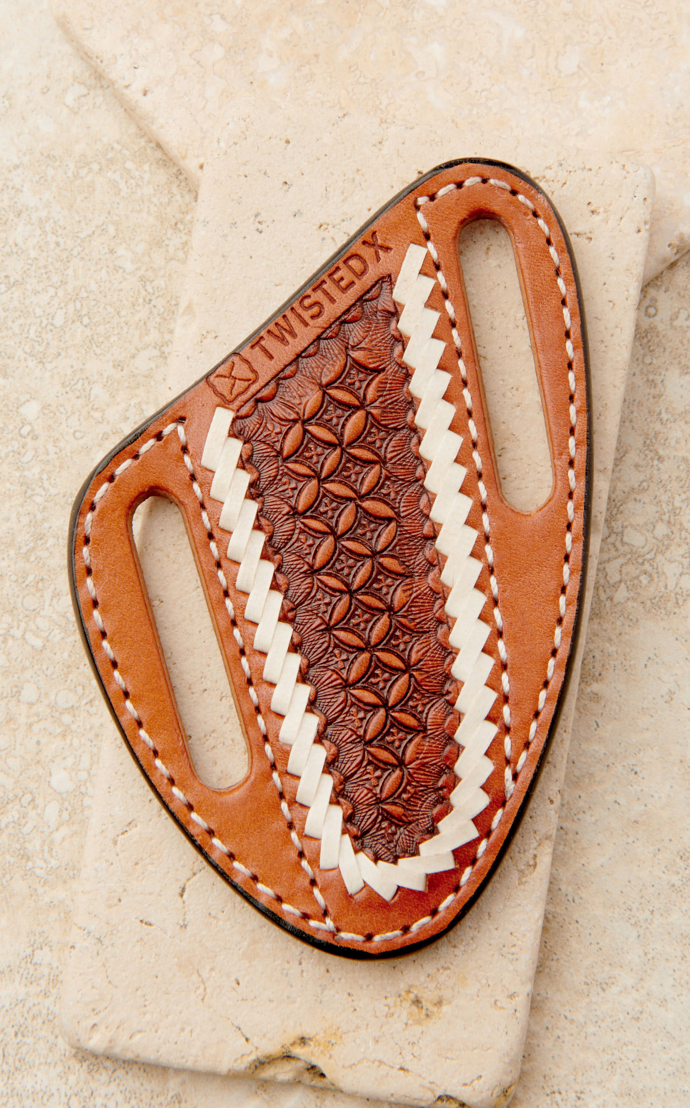 Twisted X Genuine Leather Pecan Basket Weave with Ivory Lacing Pancake Sheath - Image 2