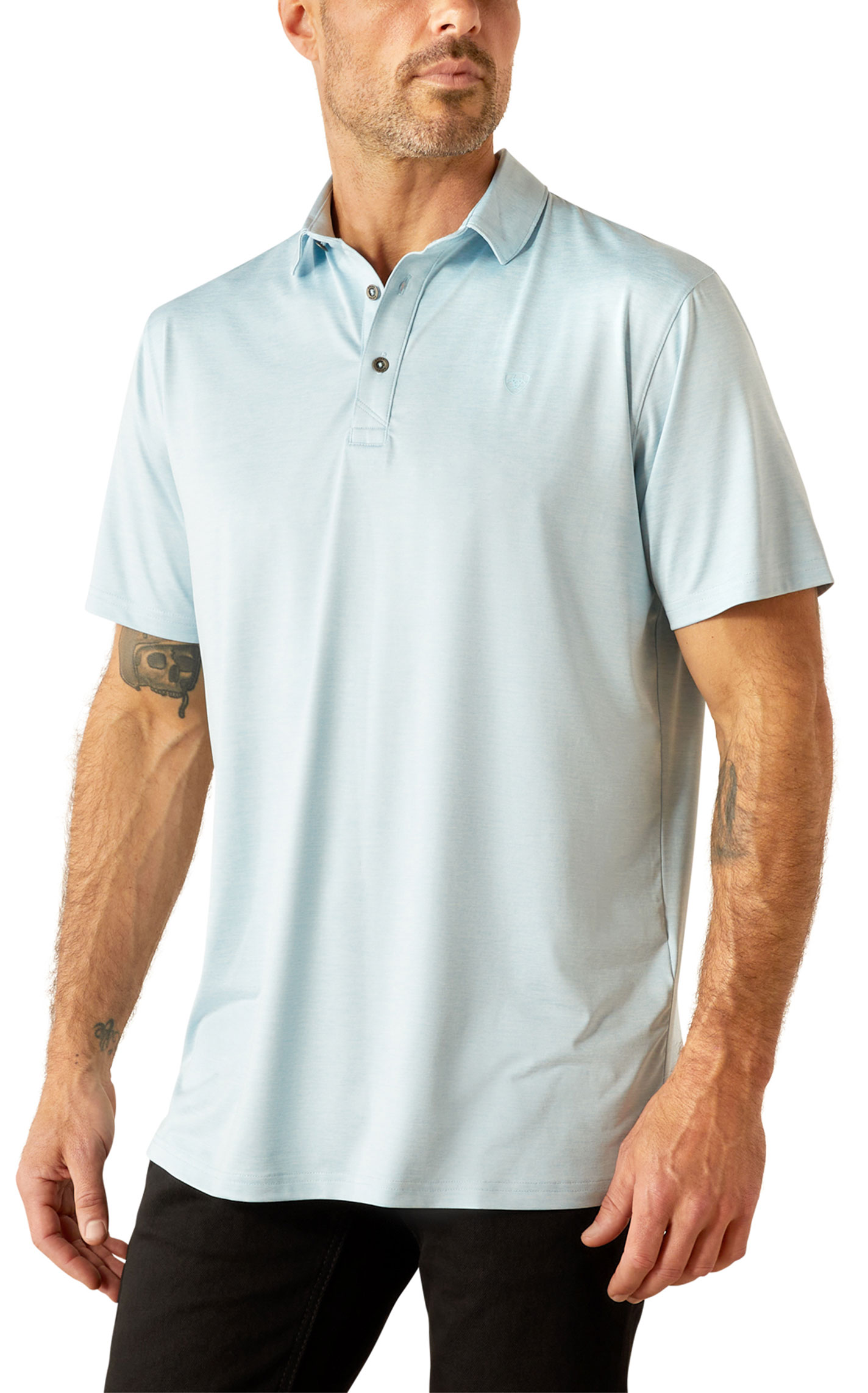 Ariat Men's AriatTEK Charger Sky Blue Polo Shirt - Image 1