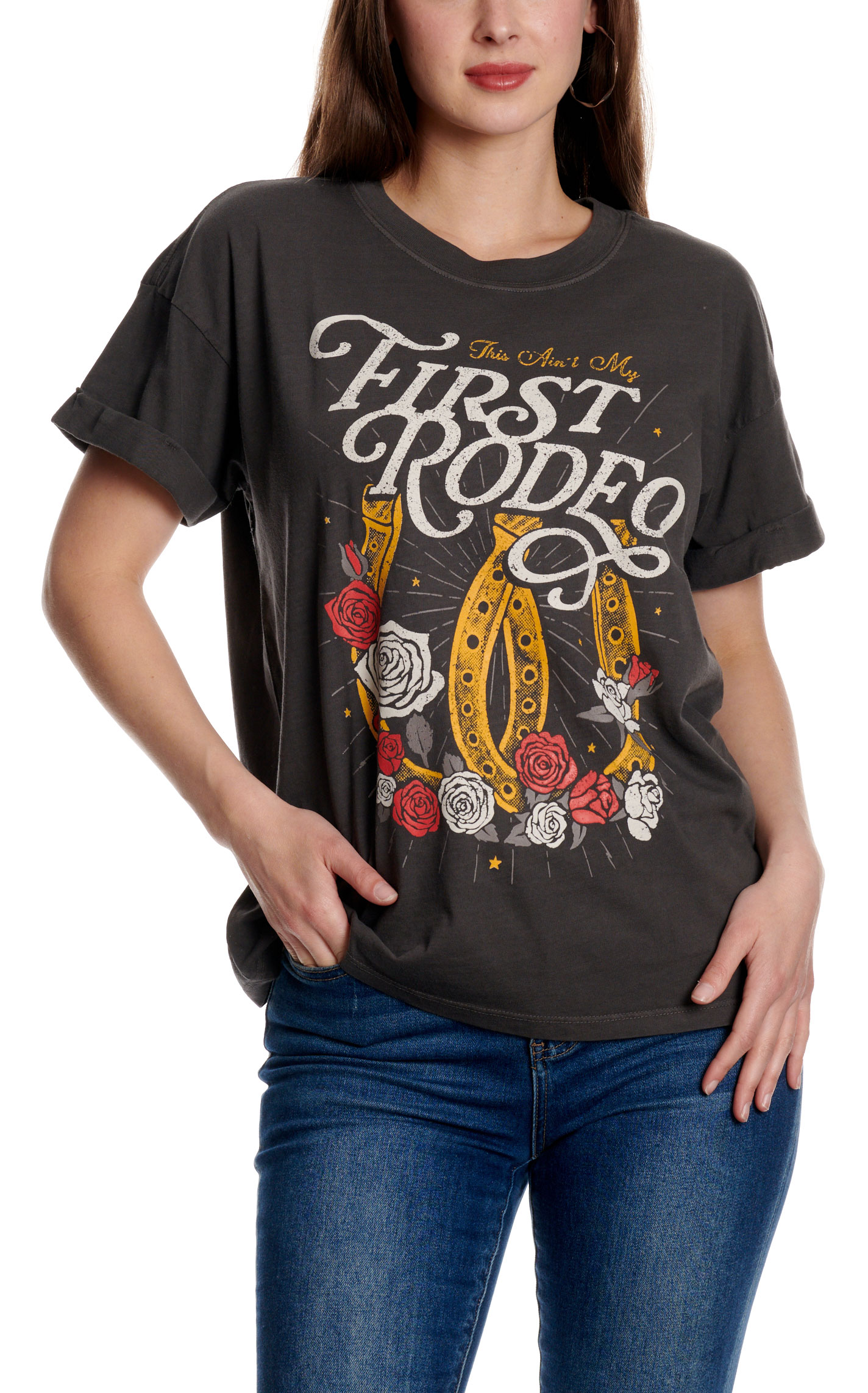 Girl Dangerous Women's First Rodeo Black Graphic T-Shirt - Image 3