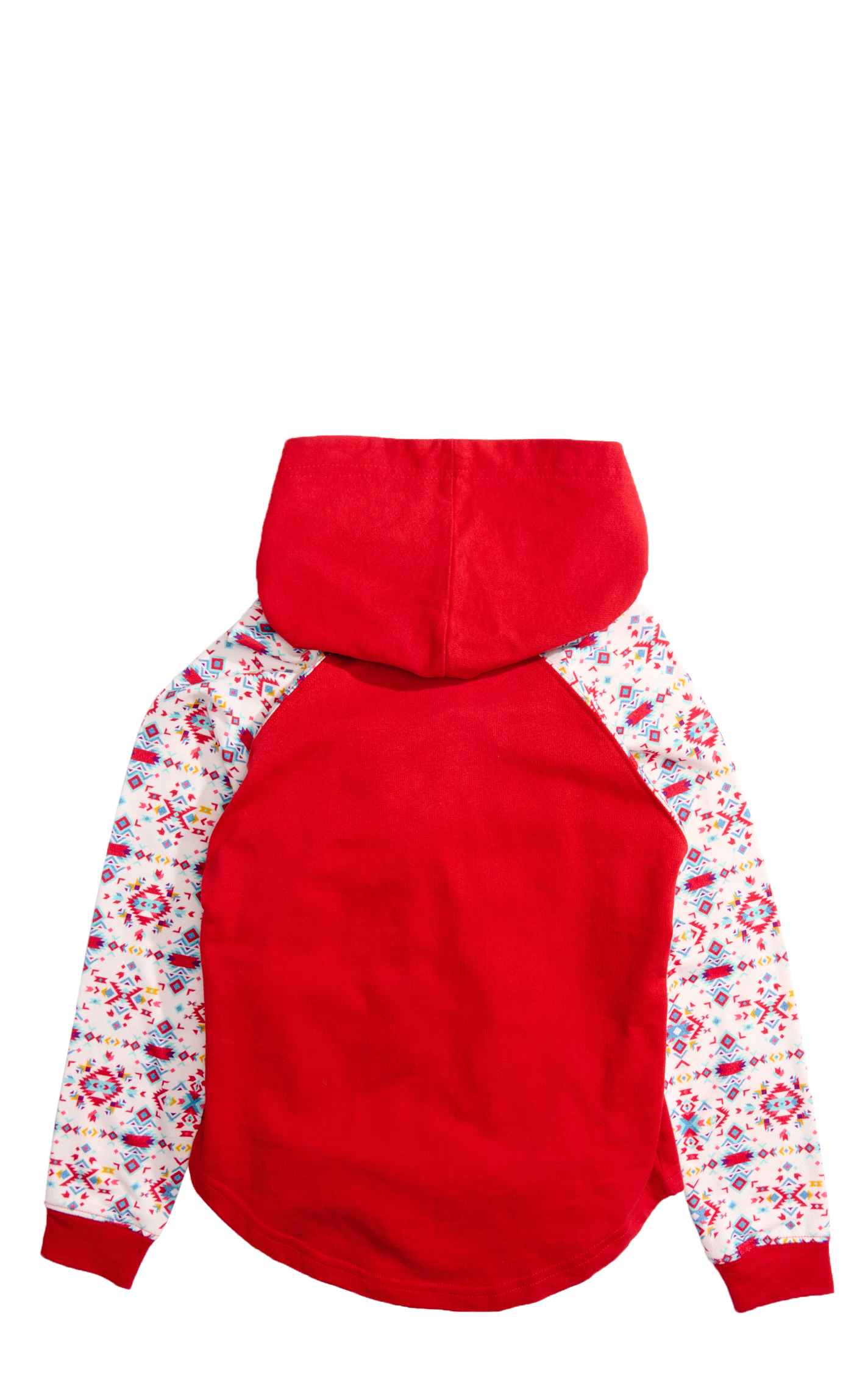 Rockin C Girl's Red & Aztec Print Sleeve Hoodie - Image 1