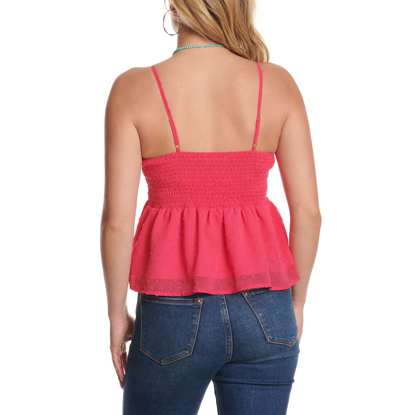 Merigold Kiss Women's Hot Pink Swiss Dot Spaghetti Strap Cami Top - Image 1