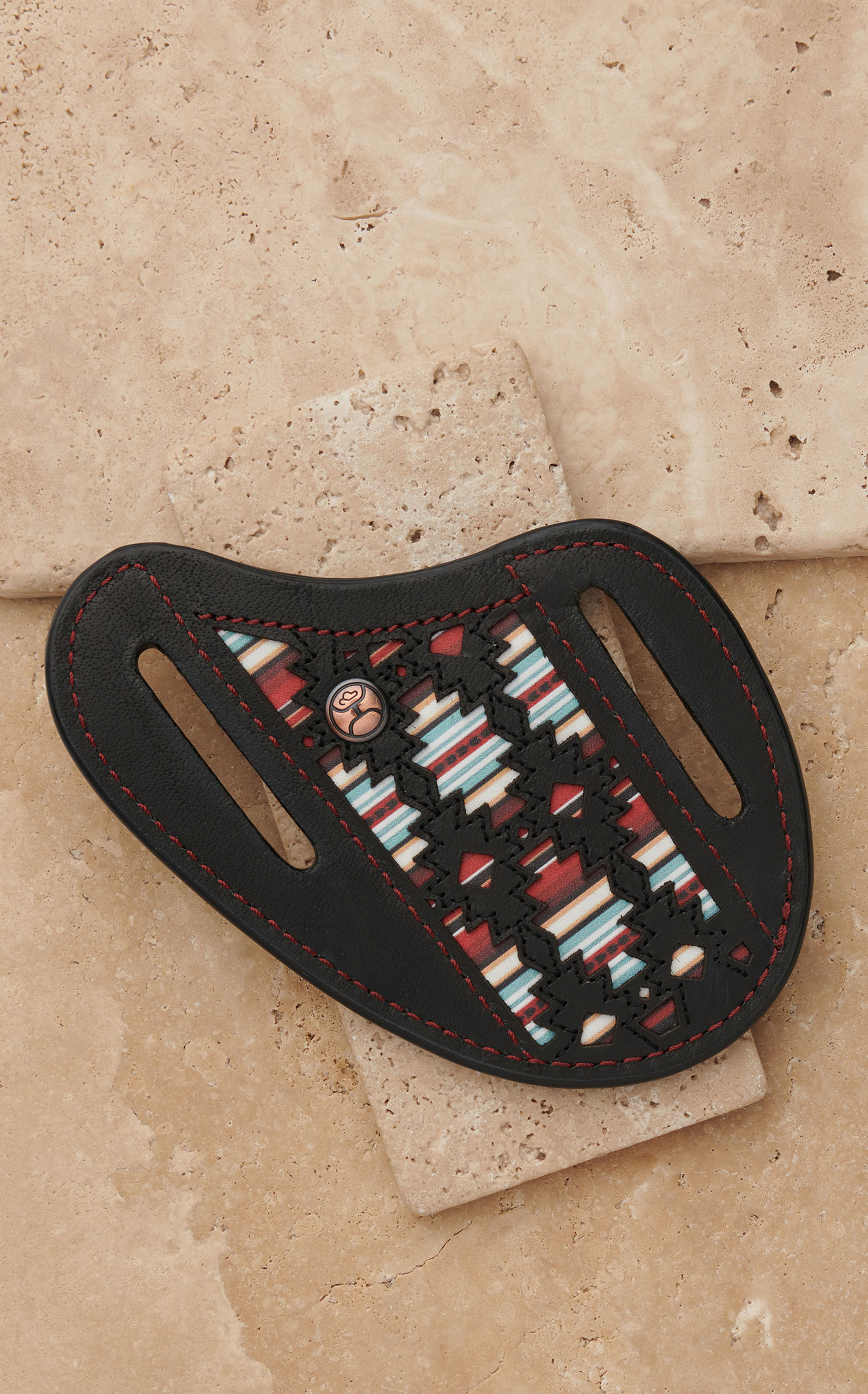 Hooey Sunizona Knockout Black with Serape Aztec Inlay Pancake Knife Sheath - Image 2