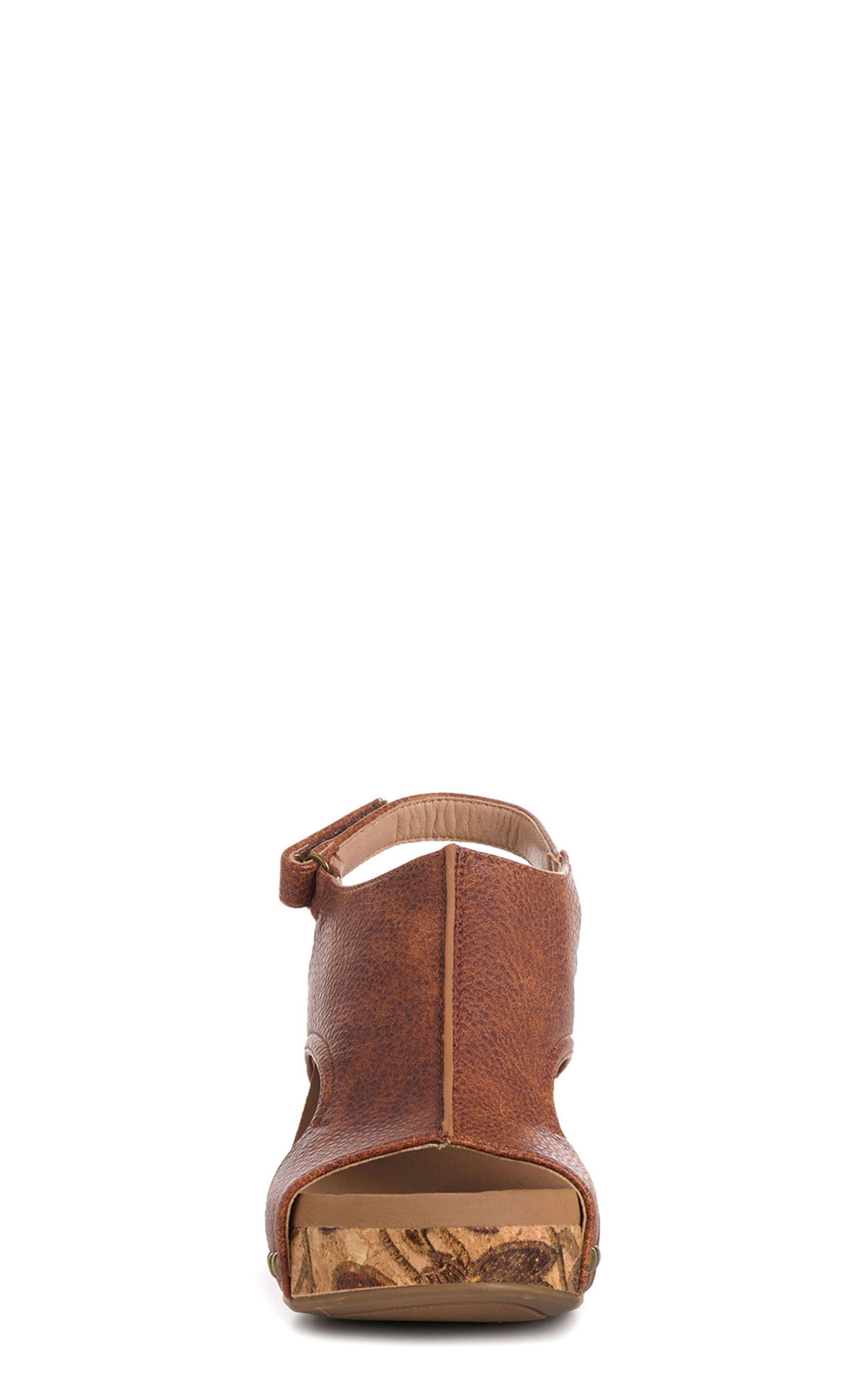 Corky's Women's Tan Carley Faux Leather Peep-Toe Wedge Sandal - Image 1