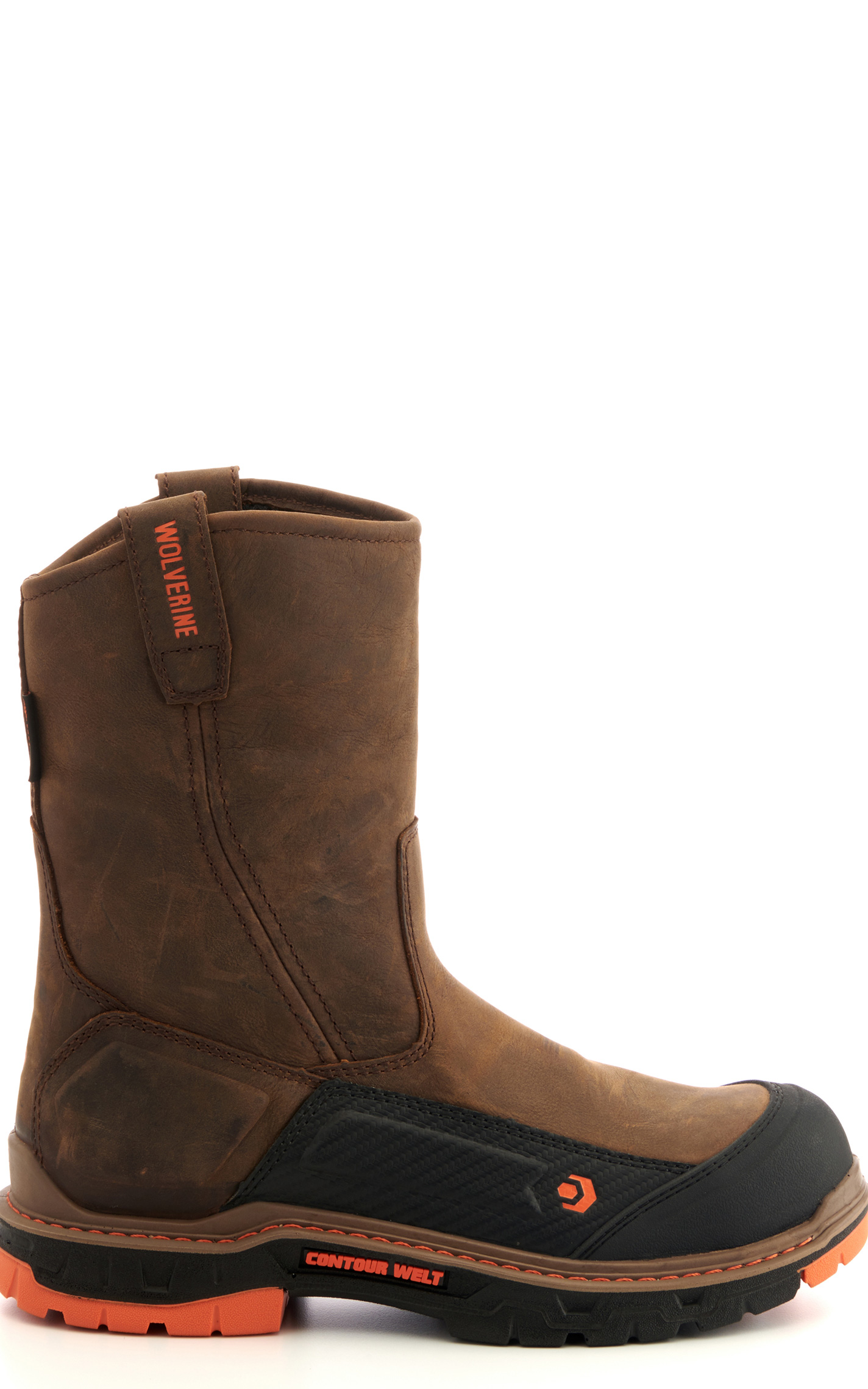 Wolverine Men's Overpass CarbonMax Coffee Brown CounterWelt Waterproof Round Composite Toe Wellington Work Boot - Image 1
