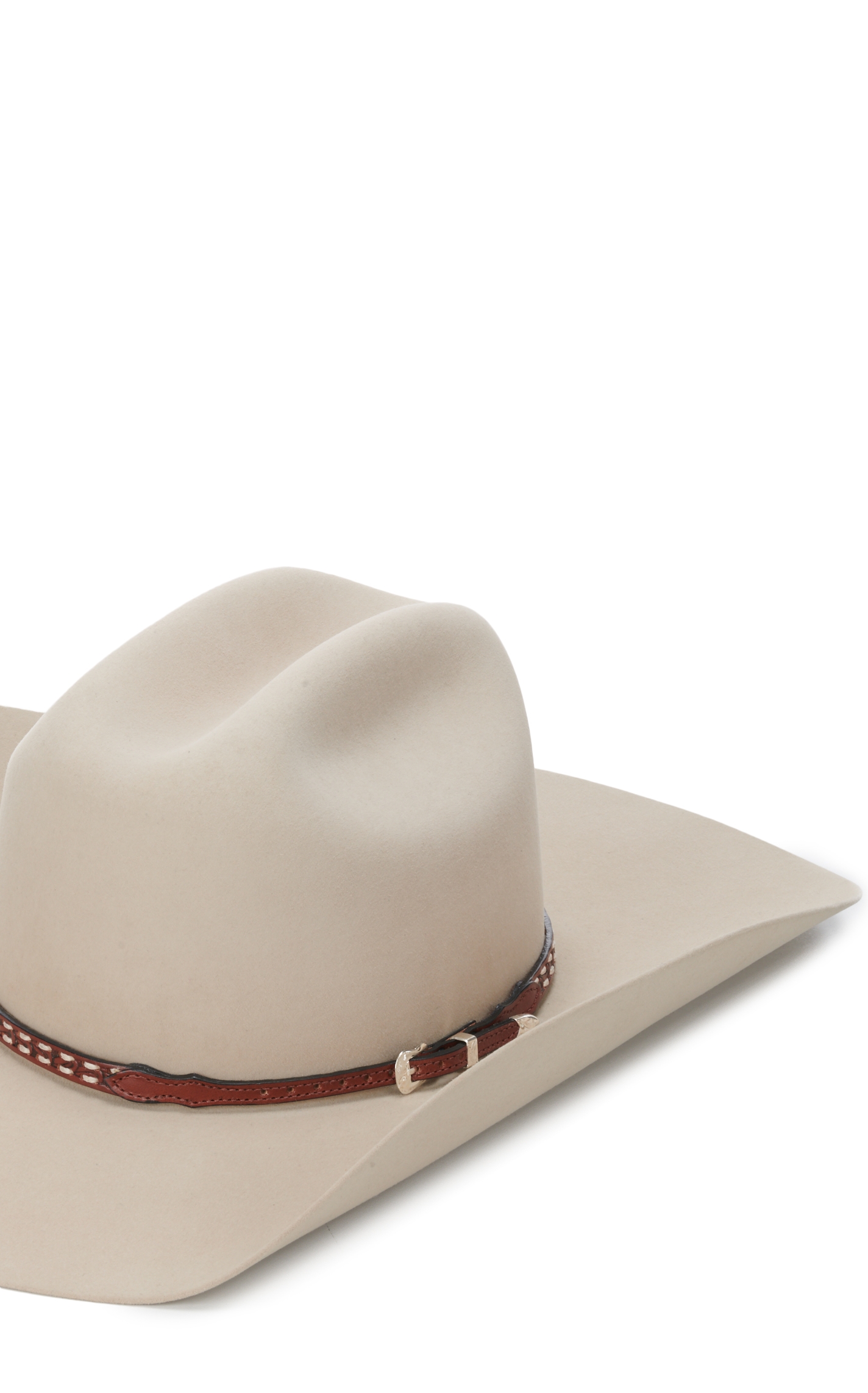 Twister Tan Brown Tooled with Thick White Stitching Hatband - Image 1
