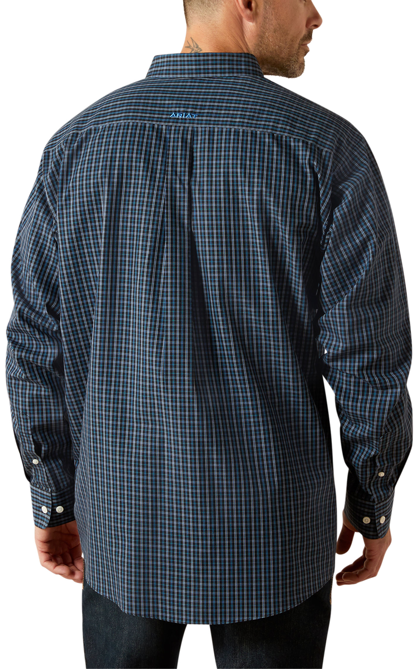 Ariat Men's Black & Blue Plaid Print Western Shirt - Image 1