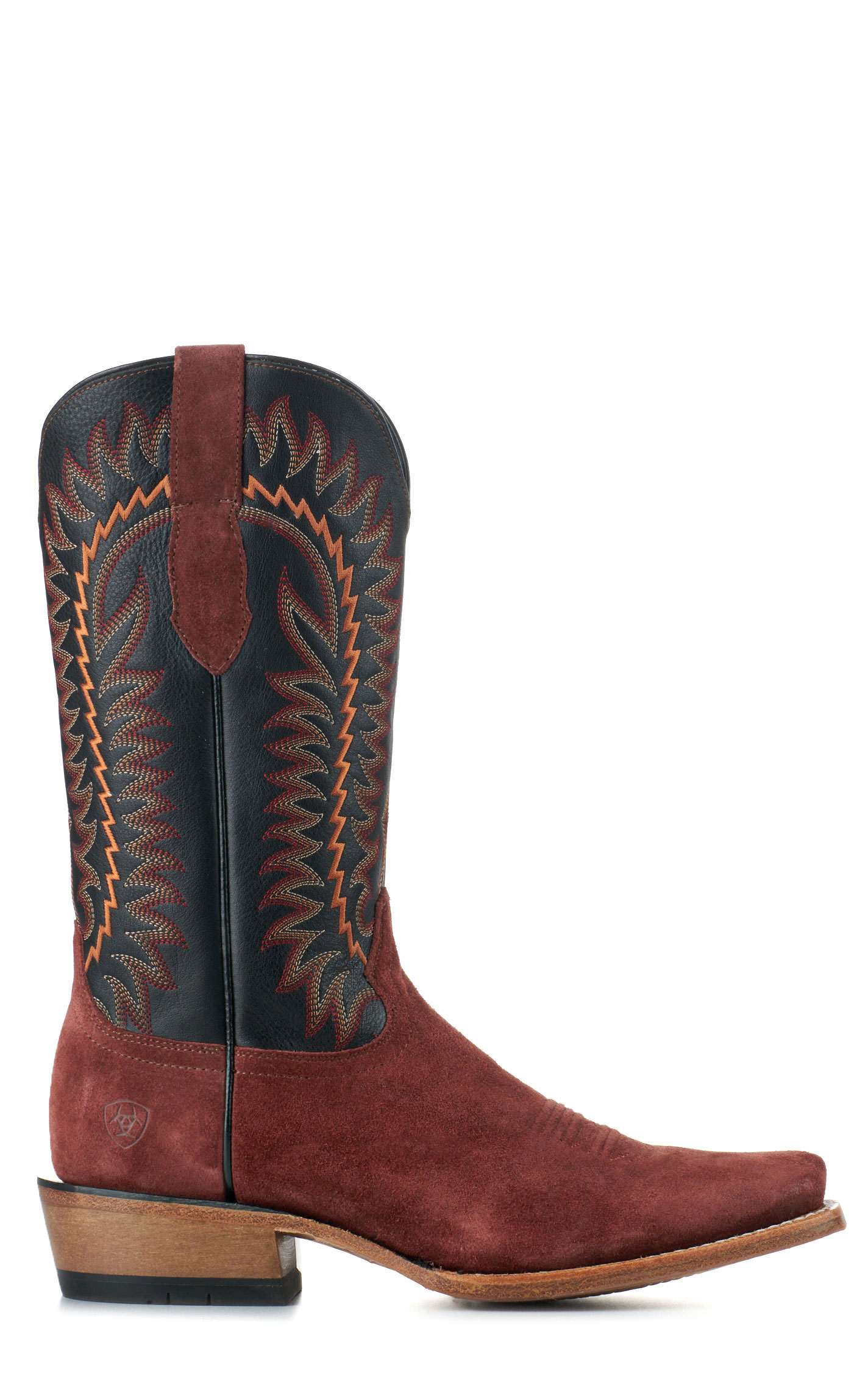 Ariat Men's Futurity Time Black and Mahogany Roughout TekStep Punchy Square Toe Cowboy Boots - Image 1