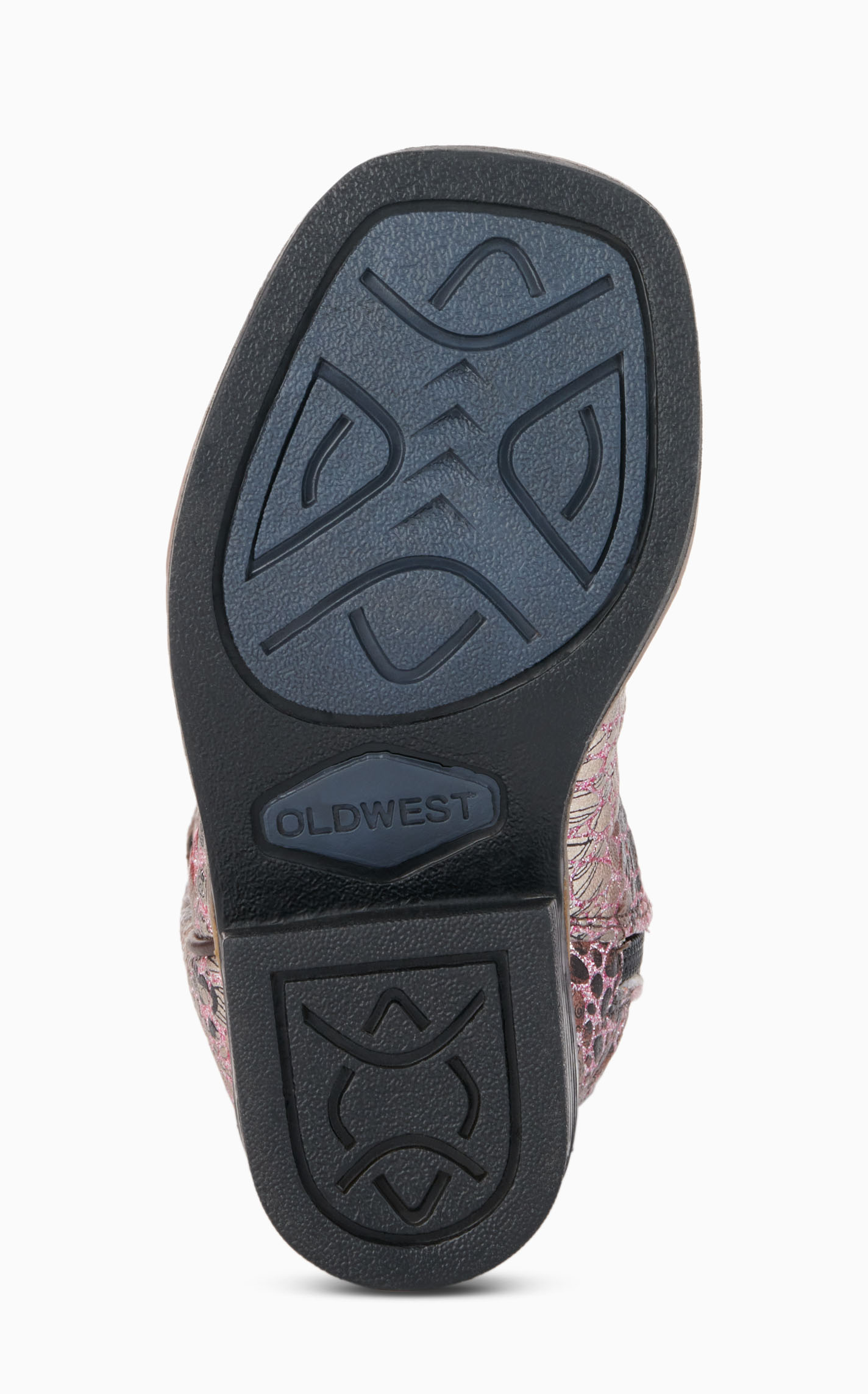 Old West Toddler Brown and Crackle Antique Pink Square Toe Cowboy Boots - Image 1