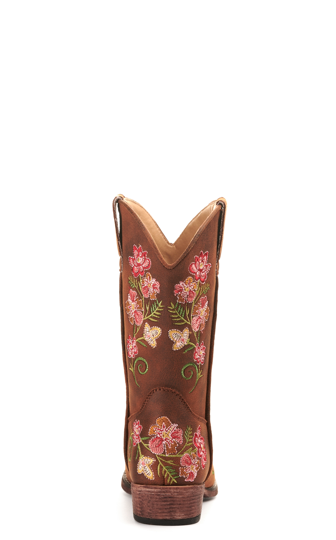 Roper Girls' Brown with Floral Embroidery Snip Toe Cowboy Boot - Image 1