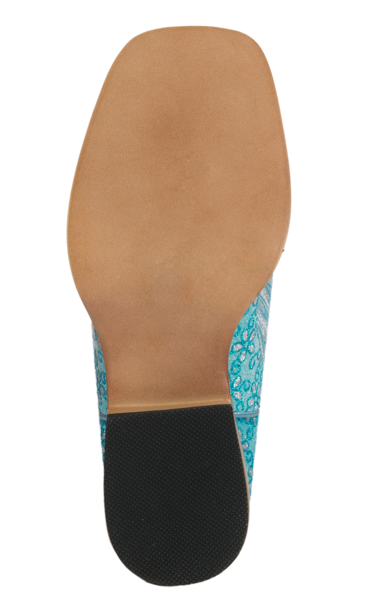 Roper Kids Turquoise Floral Glitter with Blue Ice Square Toe Cowboy Boots - Image 1