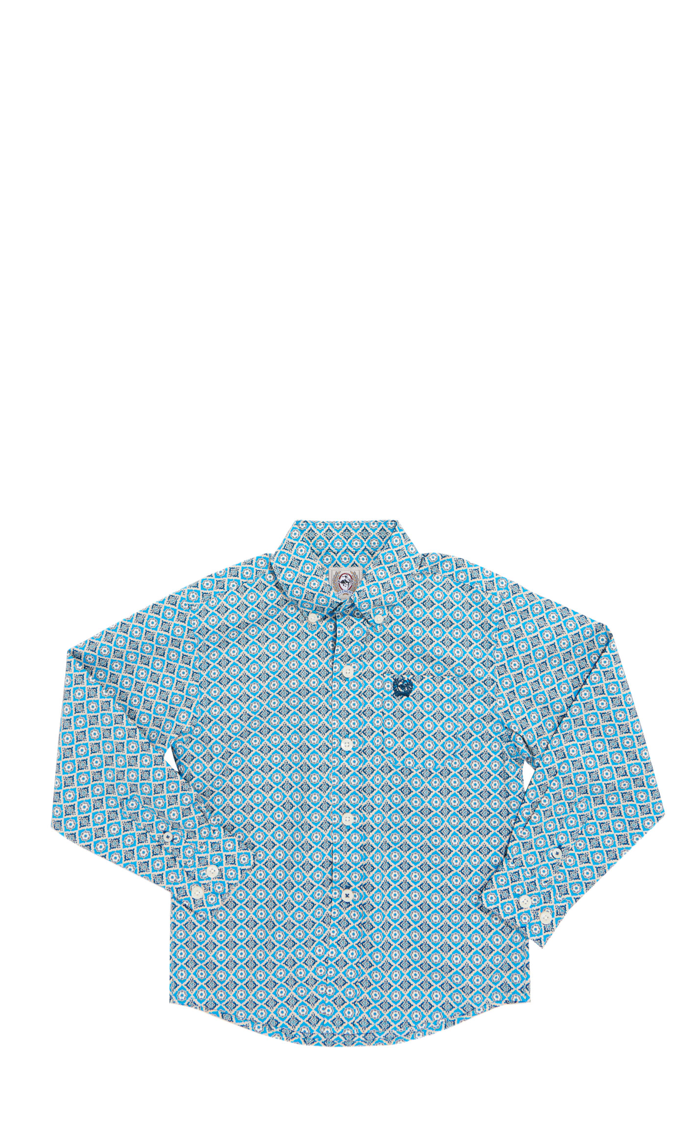 Cinch Toddler Boy's Light Blue Geo Print Long Sleeve Wester Shirt - Image 1