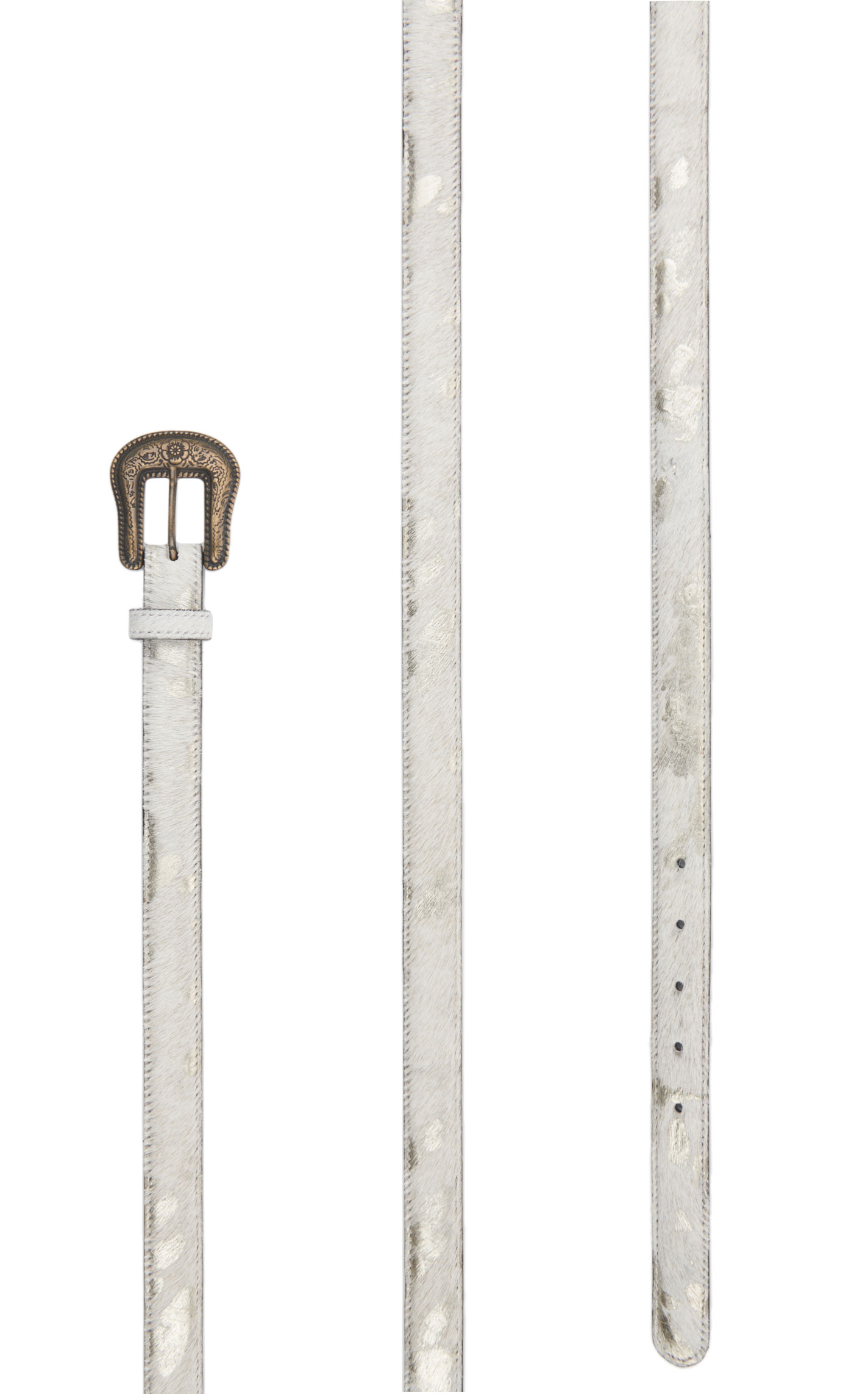 Cavender's Women's White & Shimmer White Gold Pony Hair Belt - Image 1
