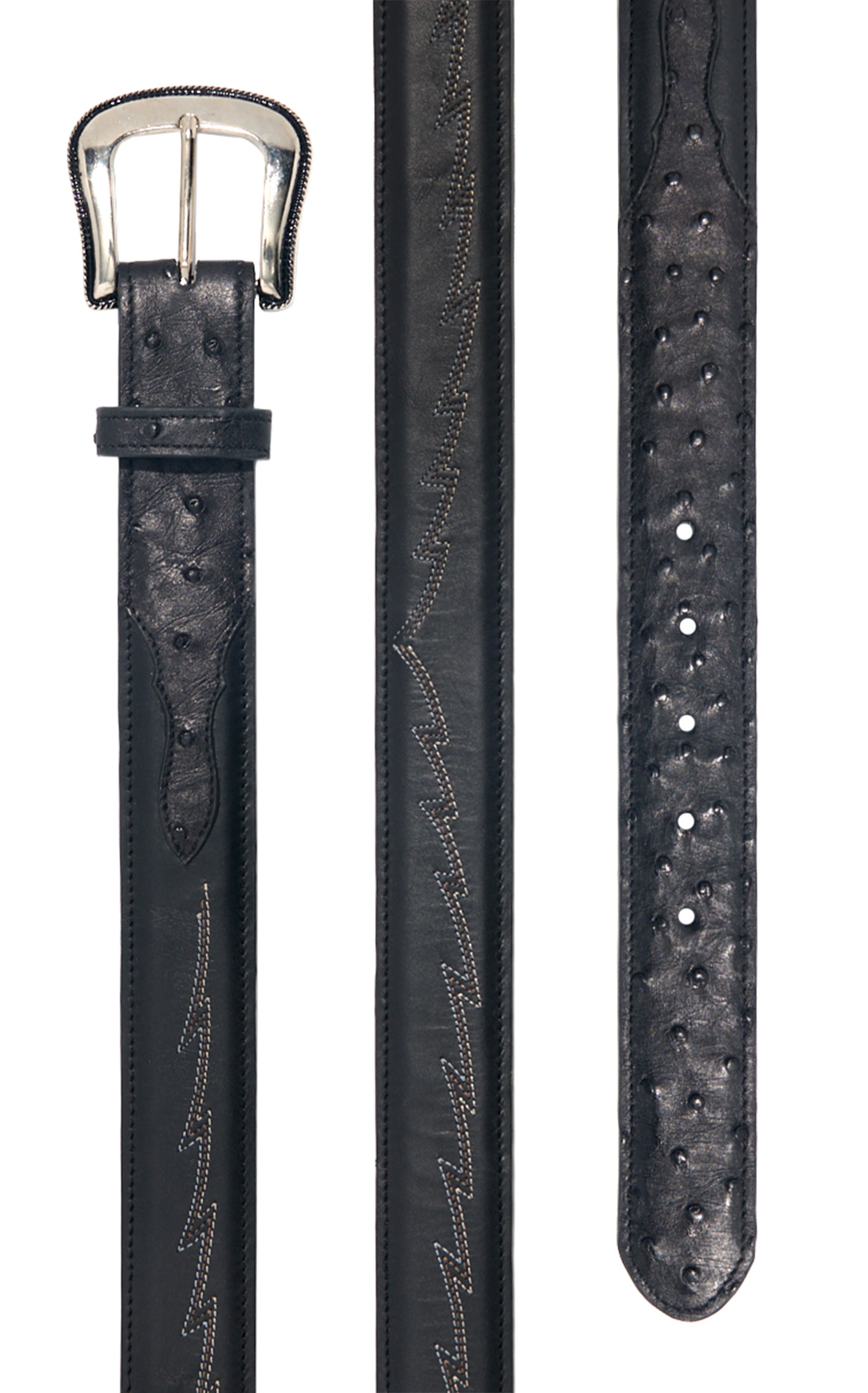 JRC & Sons Women's Jacqueline Black Full Quill Ostrich Western Belt - Image 1
