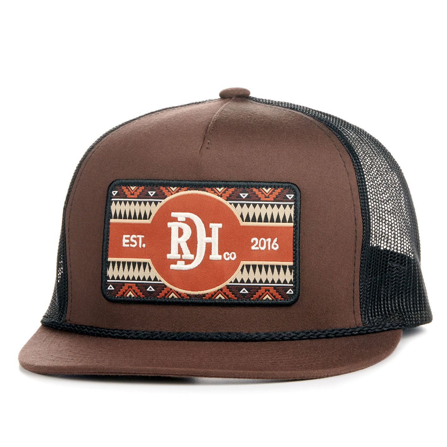 Red Dirt Hat Co. Men's Dark Chocolate & Black Aztec Logo Patch Cap - Image 1