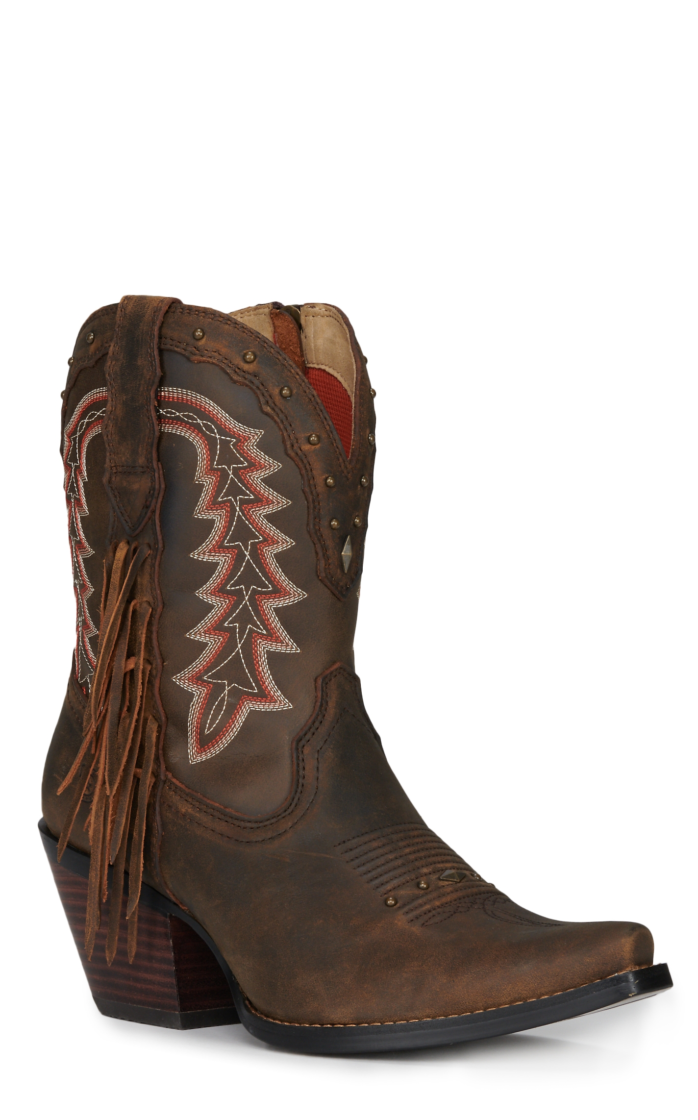 Durango Women's Crush Roasted Pecan with Fringe Snip Toe Cowboy Booties - Image 1