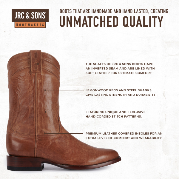 JRC & Sons Men's Todd Mad Dog Goat Leather Round Toe Roper Boot in Tan - Image 1