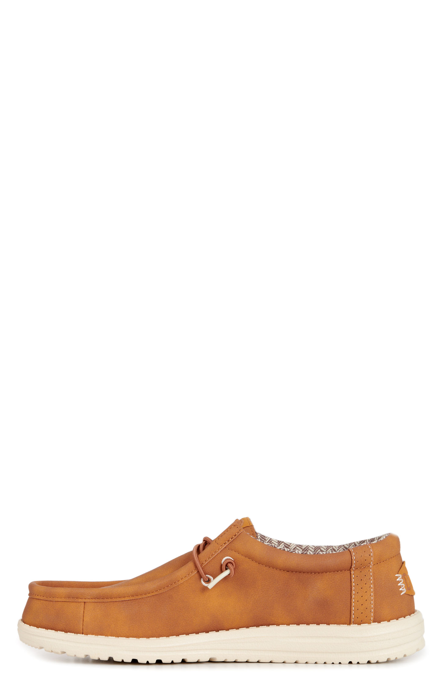 Hey Dude Men's Wally Classic Tan Faux Leather Lace Up Casual Shoes - Image 1