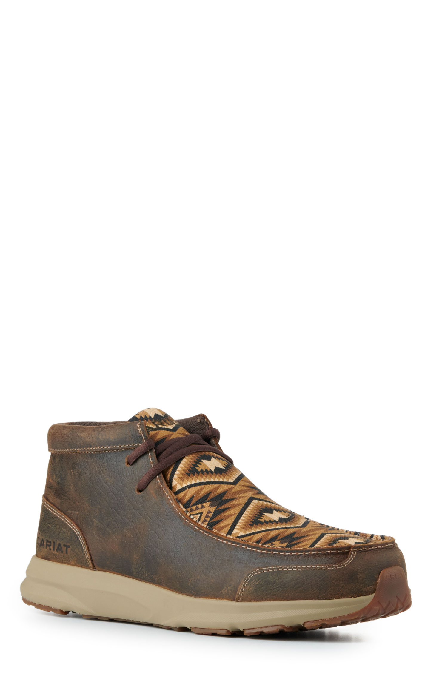 Ariat Men's Spitfire Old Earth Brown and Southwest Print Moc Toe Casual Shoes - Image 1