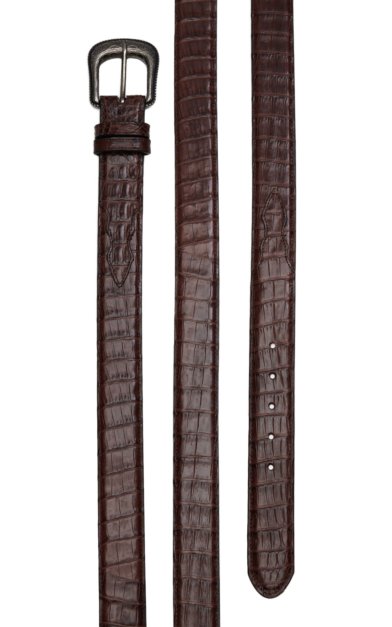Cavender's Men's Cigar Brown Caiman Belly Exotic Western Belt - Image 1