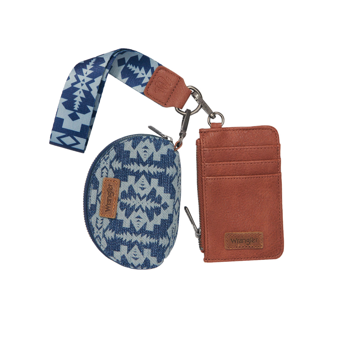Wrangler Shades of Denim Aztec Pouch Card Holder Wristlet Wallet - Image 1