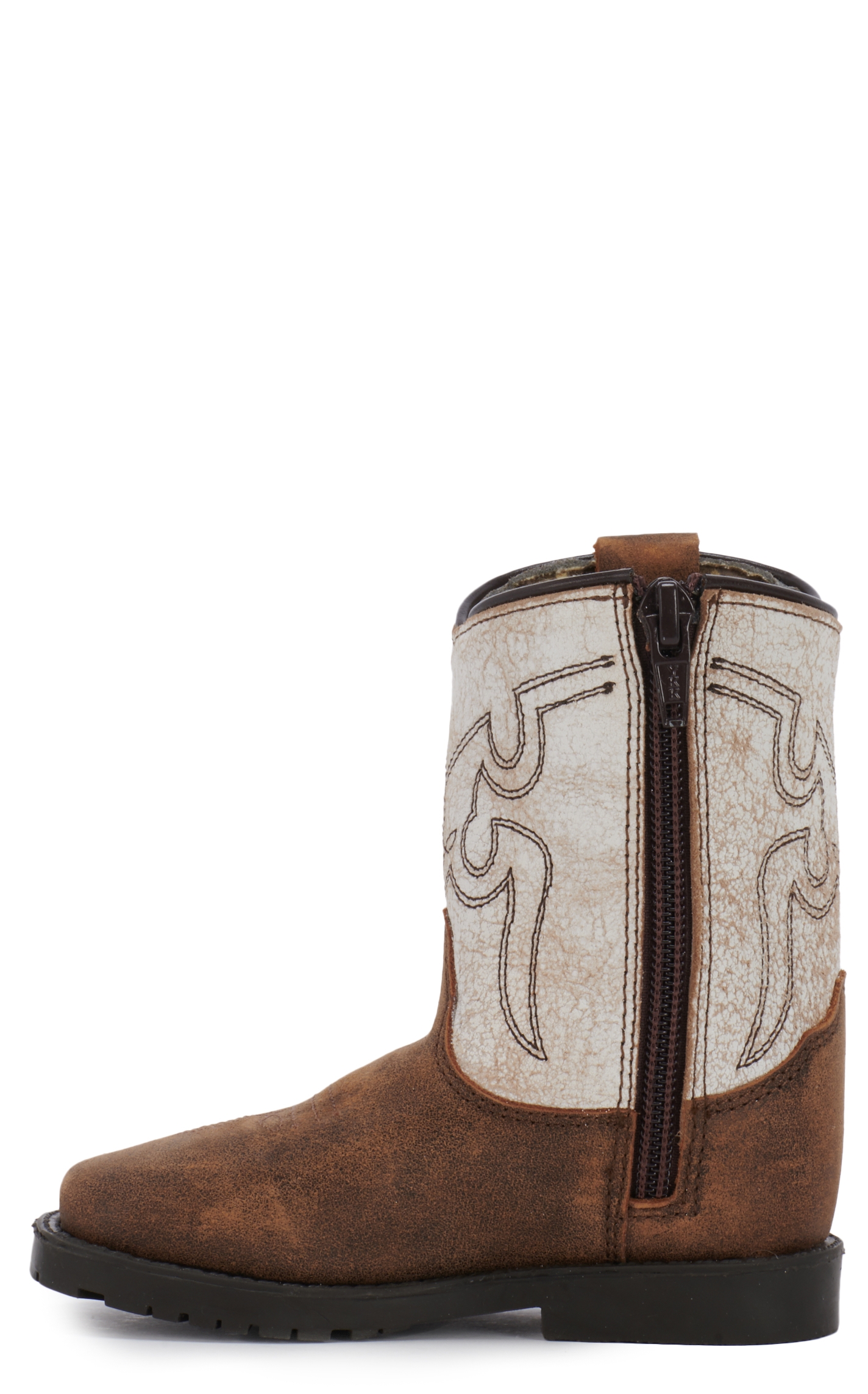 Smoky Mountain Toddler Distressed Autry Brown and Antique White Square Toe Cowboy Boots - Image 1
