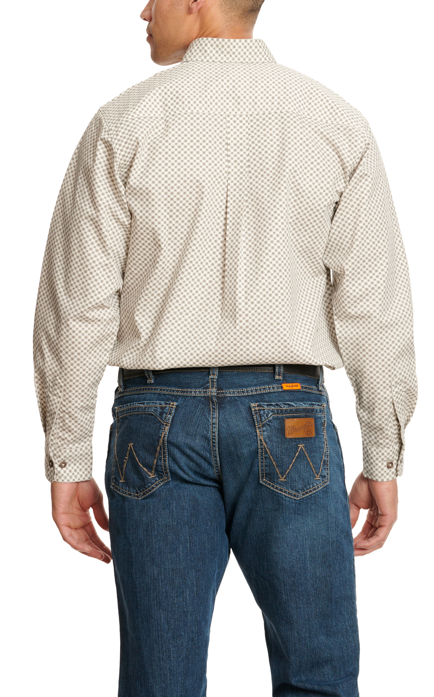 Forge Men's White & Gray Geo Print Long Sleeve FR Work Shirt - Image 3