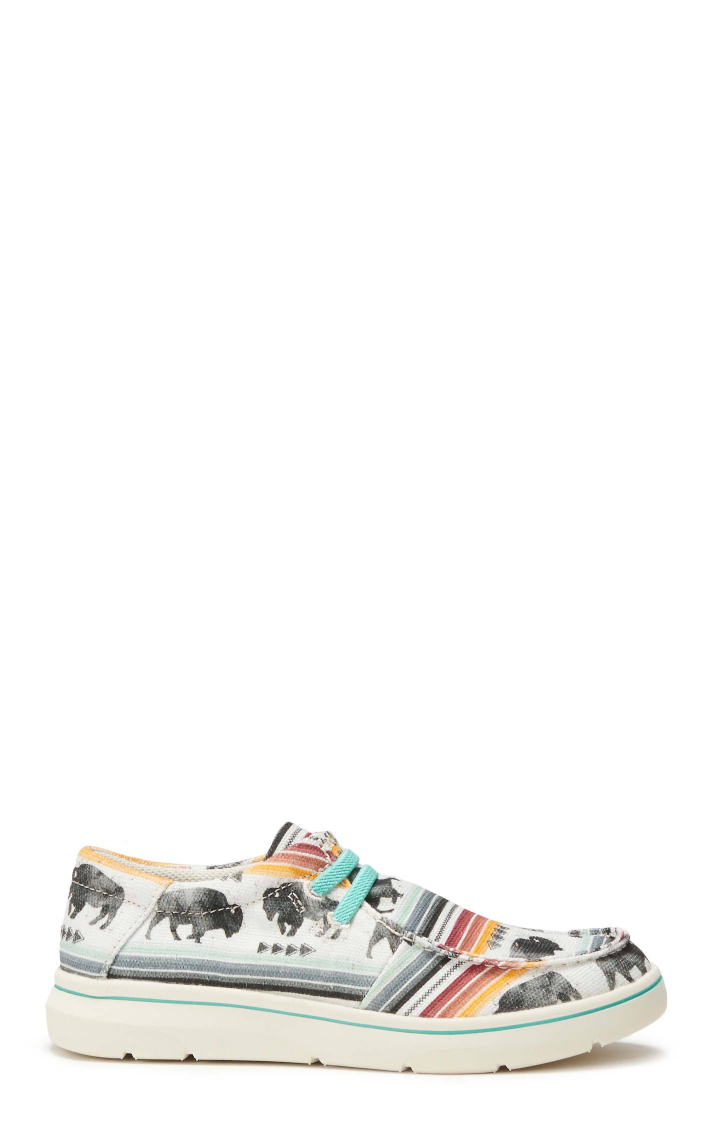 Ariat Kids' Hilo White Buffalo Print Canvas Lace Up Casual Shoes - Image 1