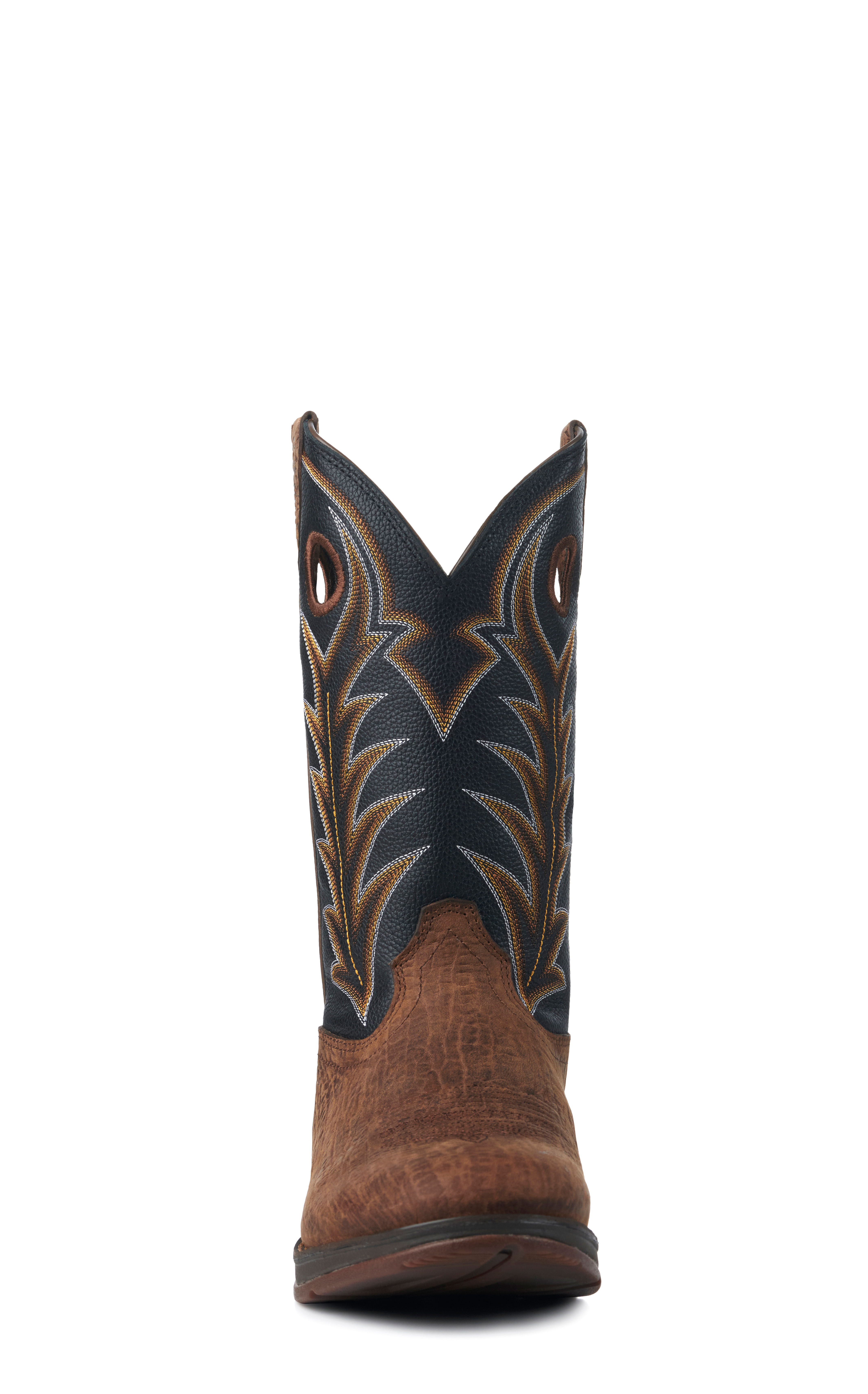 Durango Men's Rebel Black and Dark Brown Round Toe Cowboy Boots - Image 1