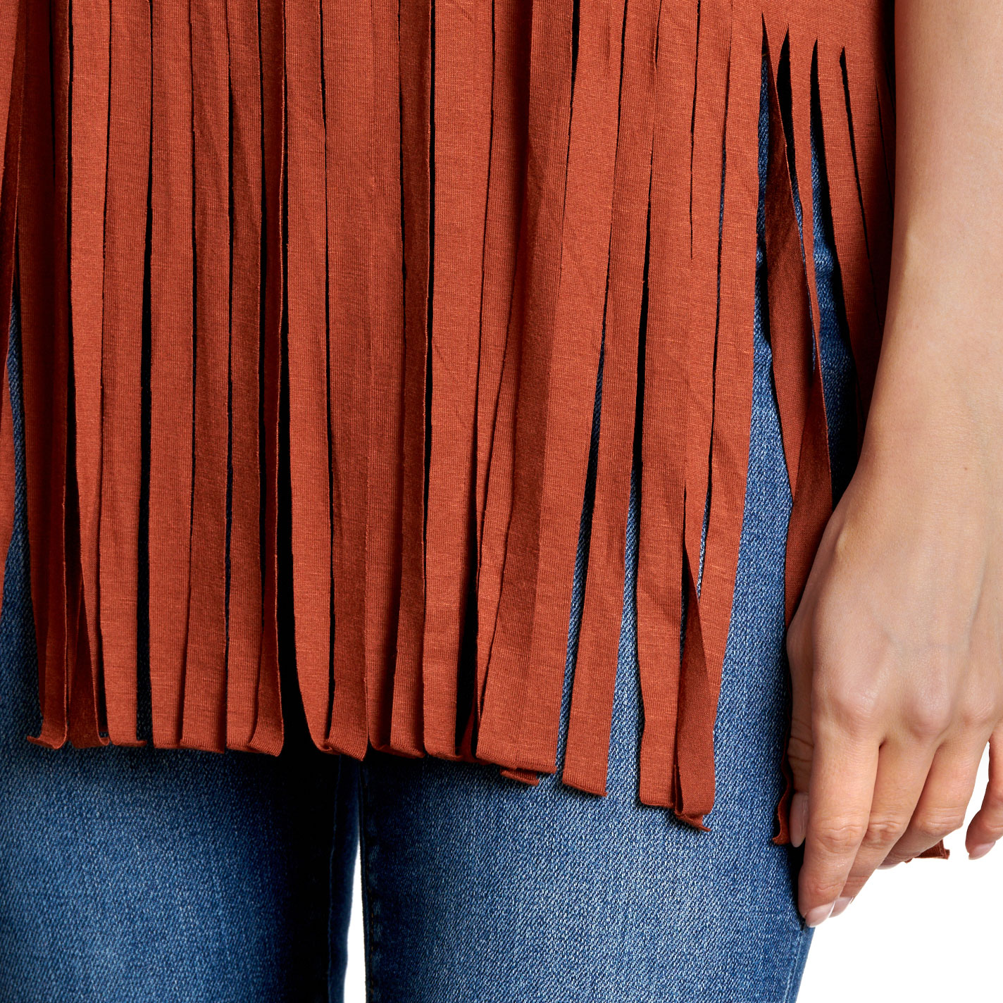 R. Rouge Women's Mocha Brown Fringe Top - Image 1
