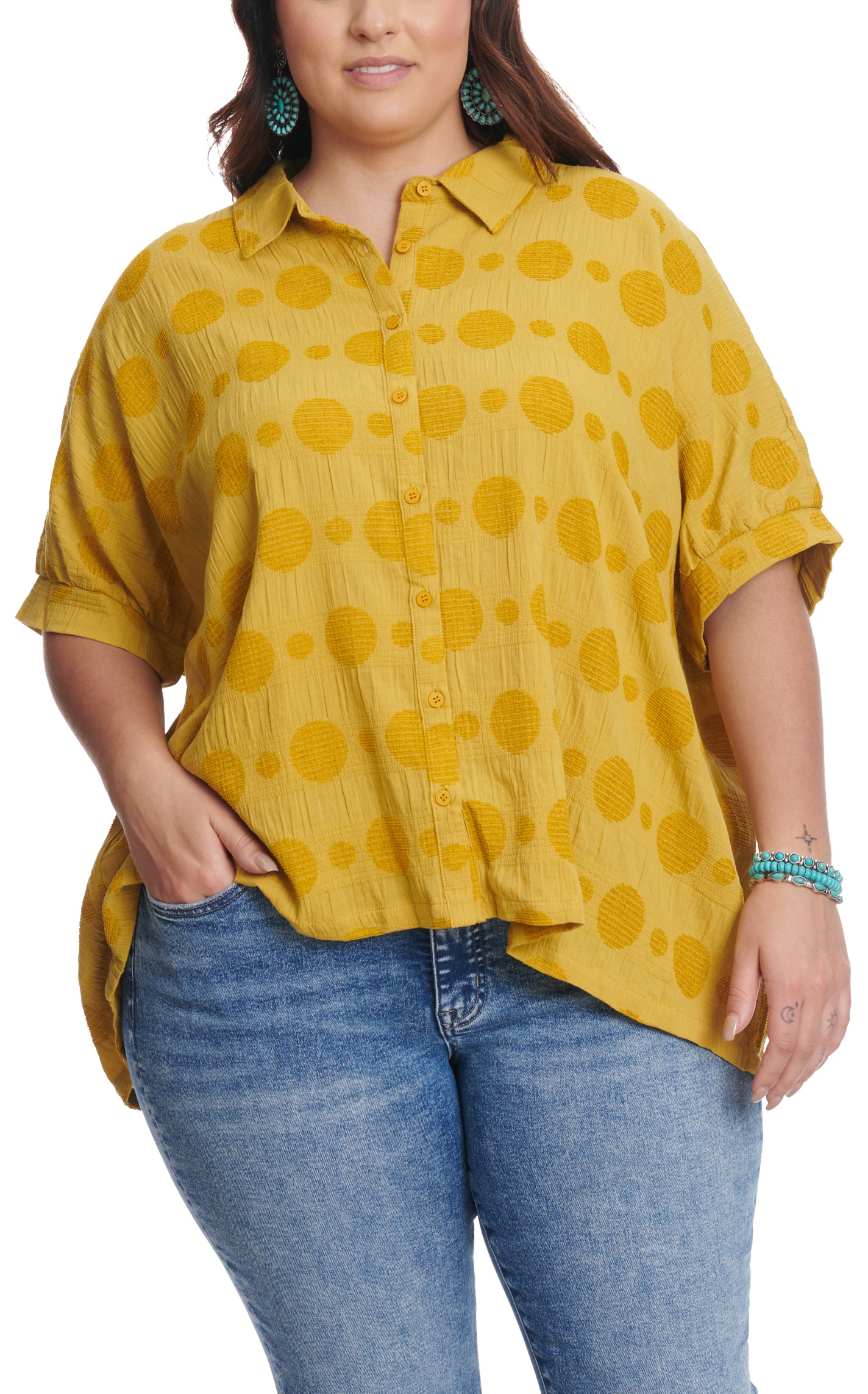 Umgee Women's Antique Golden Dot Top - Plus Sizes - Image 1