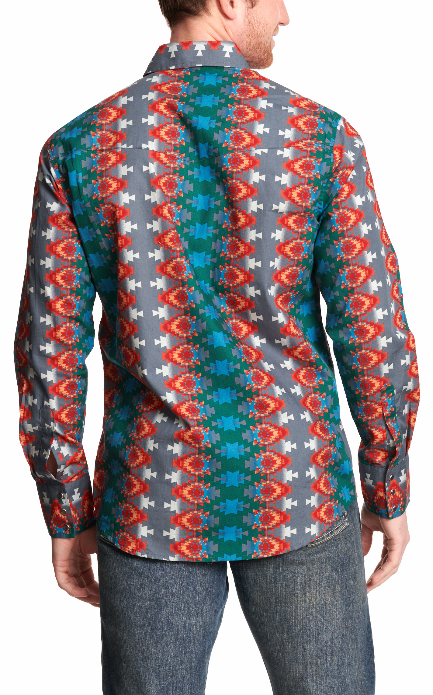 Wrangler Men's Checotah Colorful Aztec Print Western Shirt - Image 1
