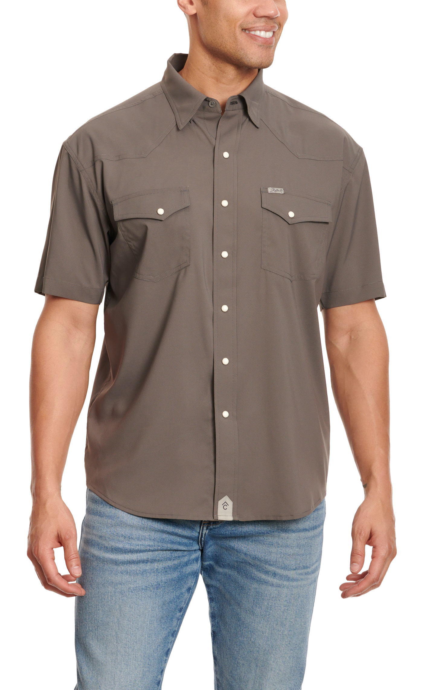 Rafter C Outdoors Men's Angler Cement Short Sleeve Fishing Shirt - Image 1