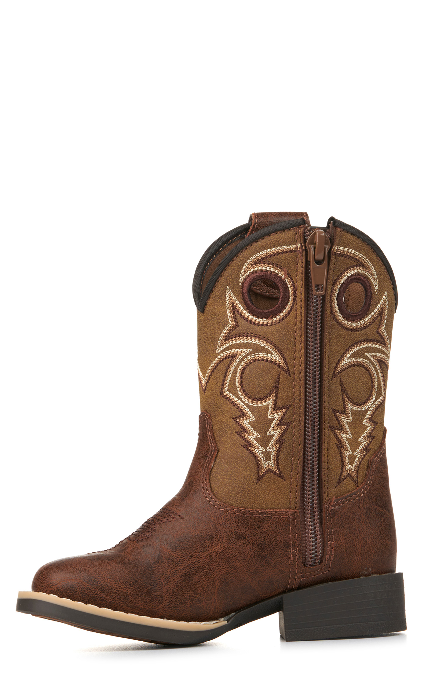 Twister Toddler Jasper Brown and Tan Wide Square Toe Cowboy Boots - Image 1