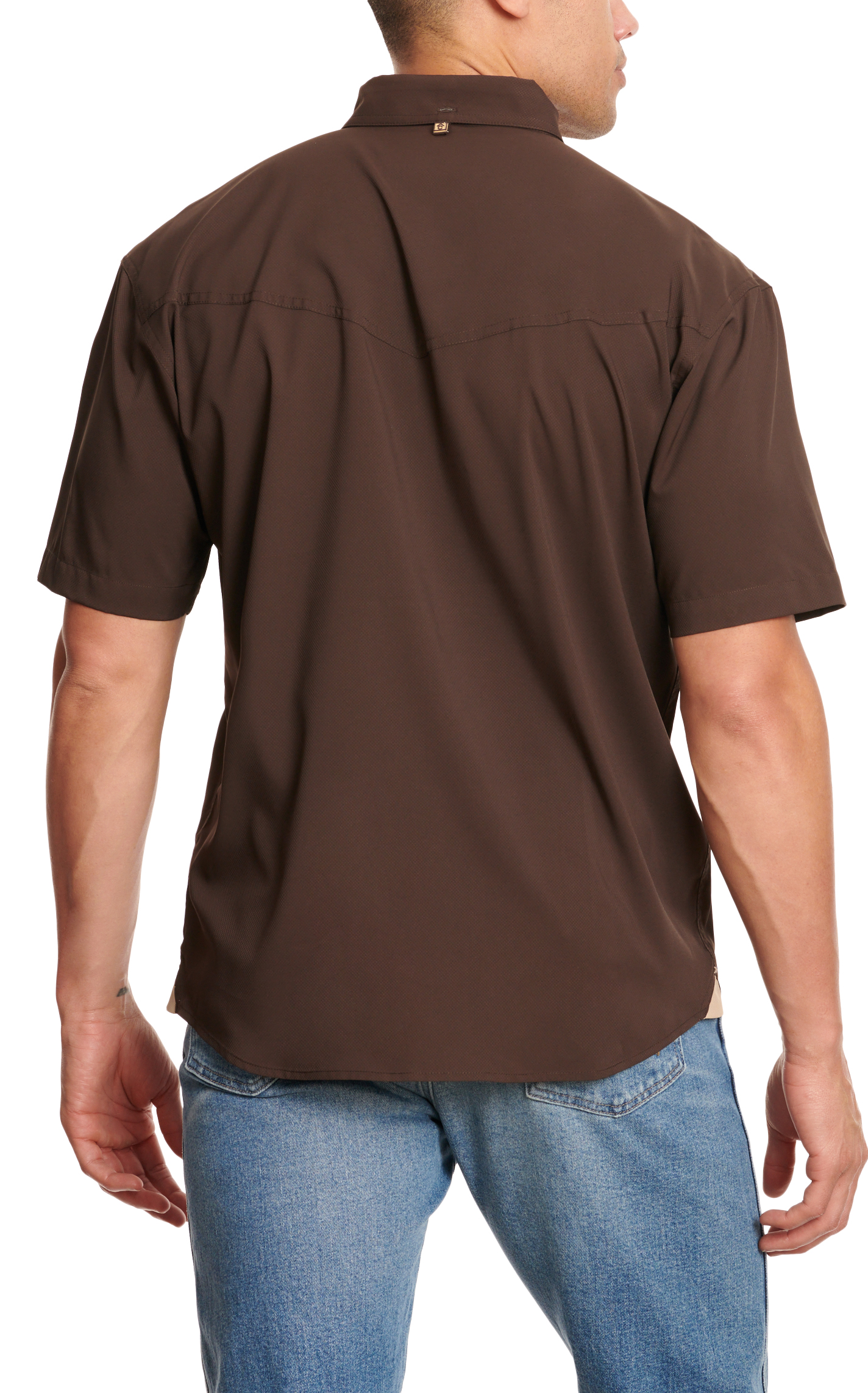 Rafter C Outdoors Men's Angler Chocolate Short Sleeve Fishing Shirt - Image 2