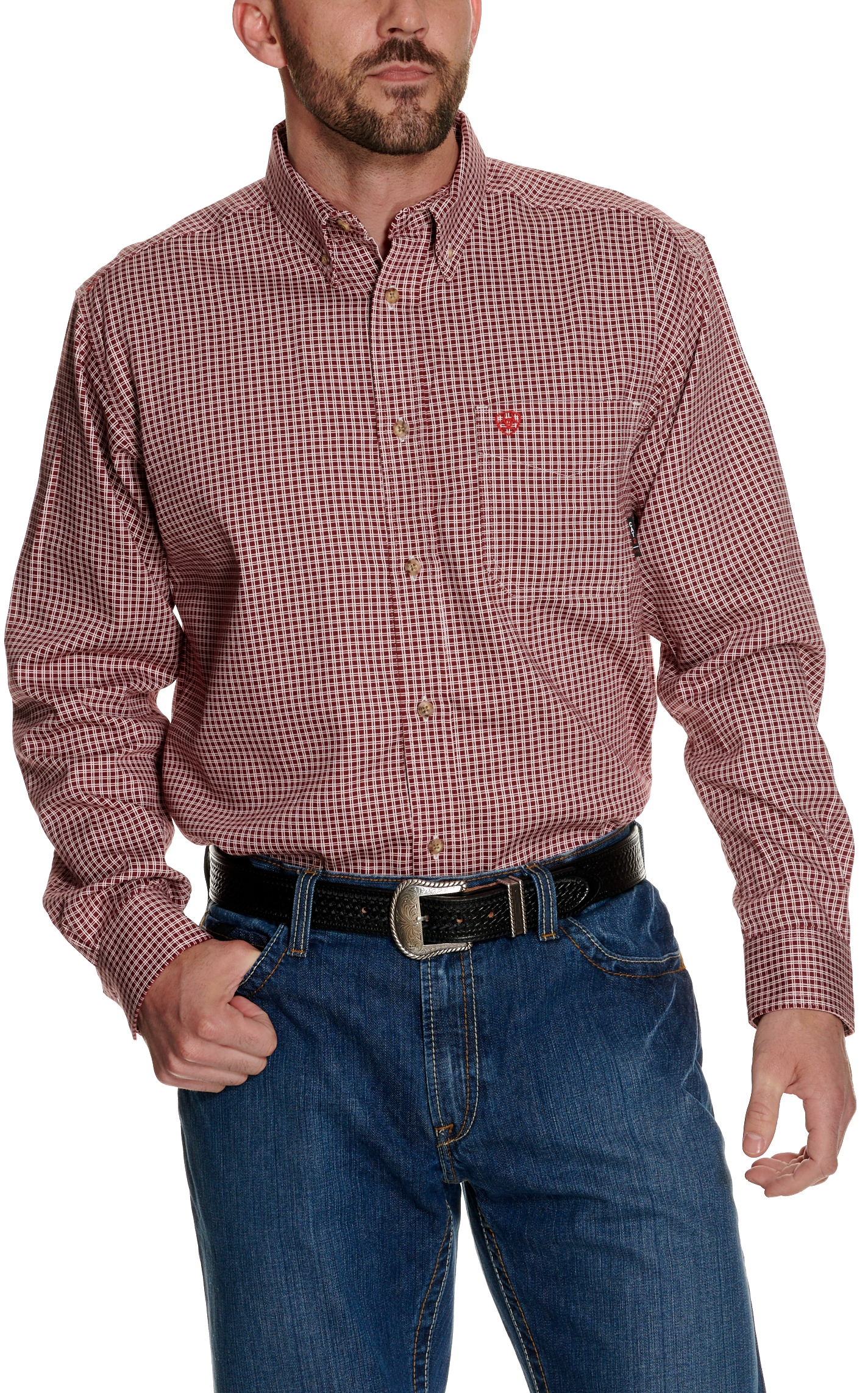 Ariat Men's Wine Bell Long Sleeve FR Work Shirt - Image 1