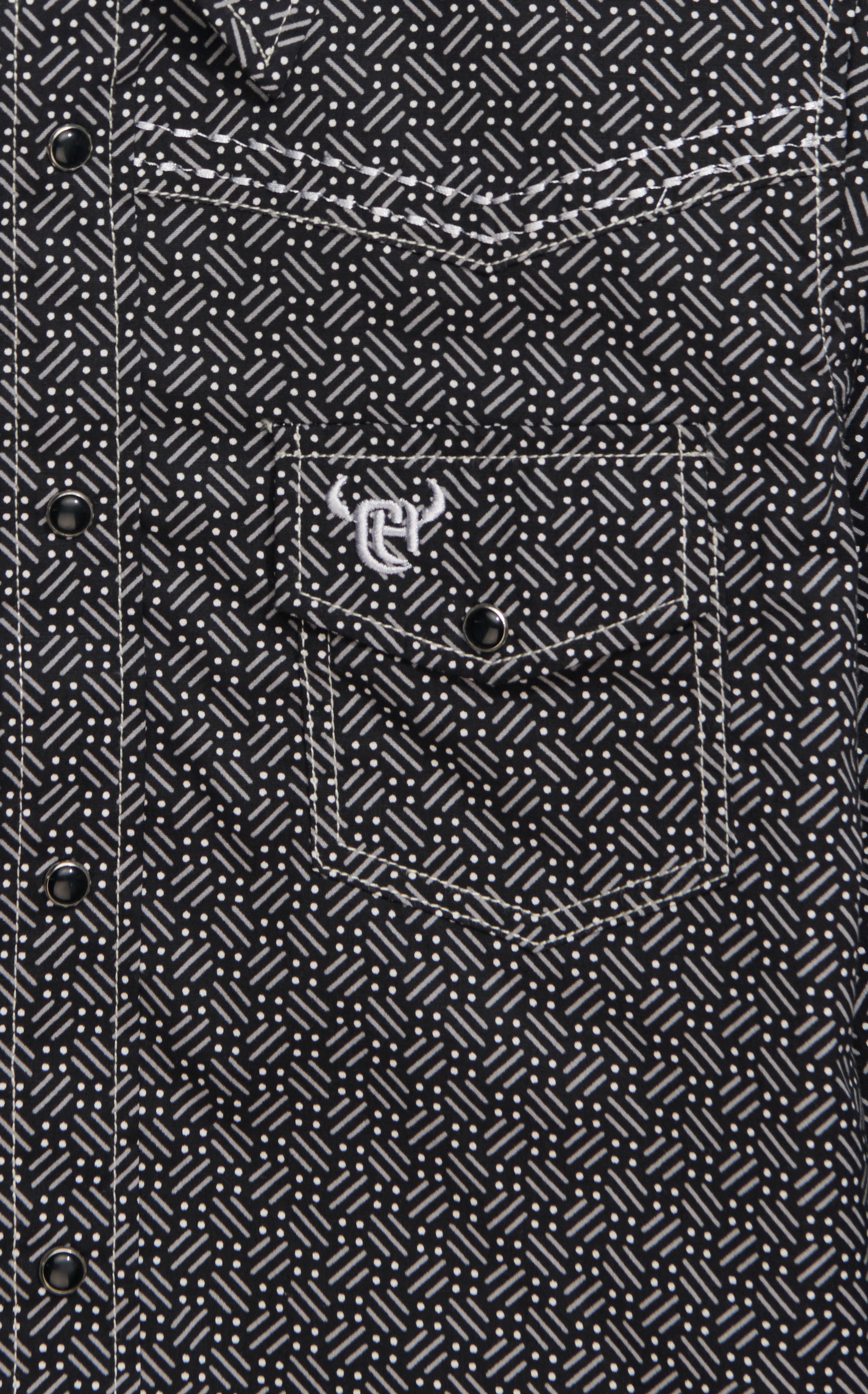 Cowboy Hardware Boy's Black & White Geo Print Western Shirt - Image 1