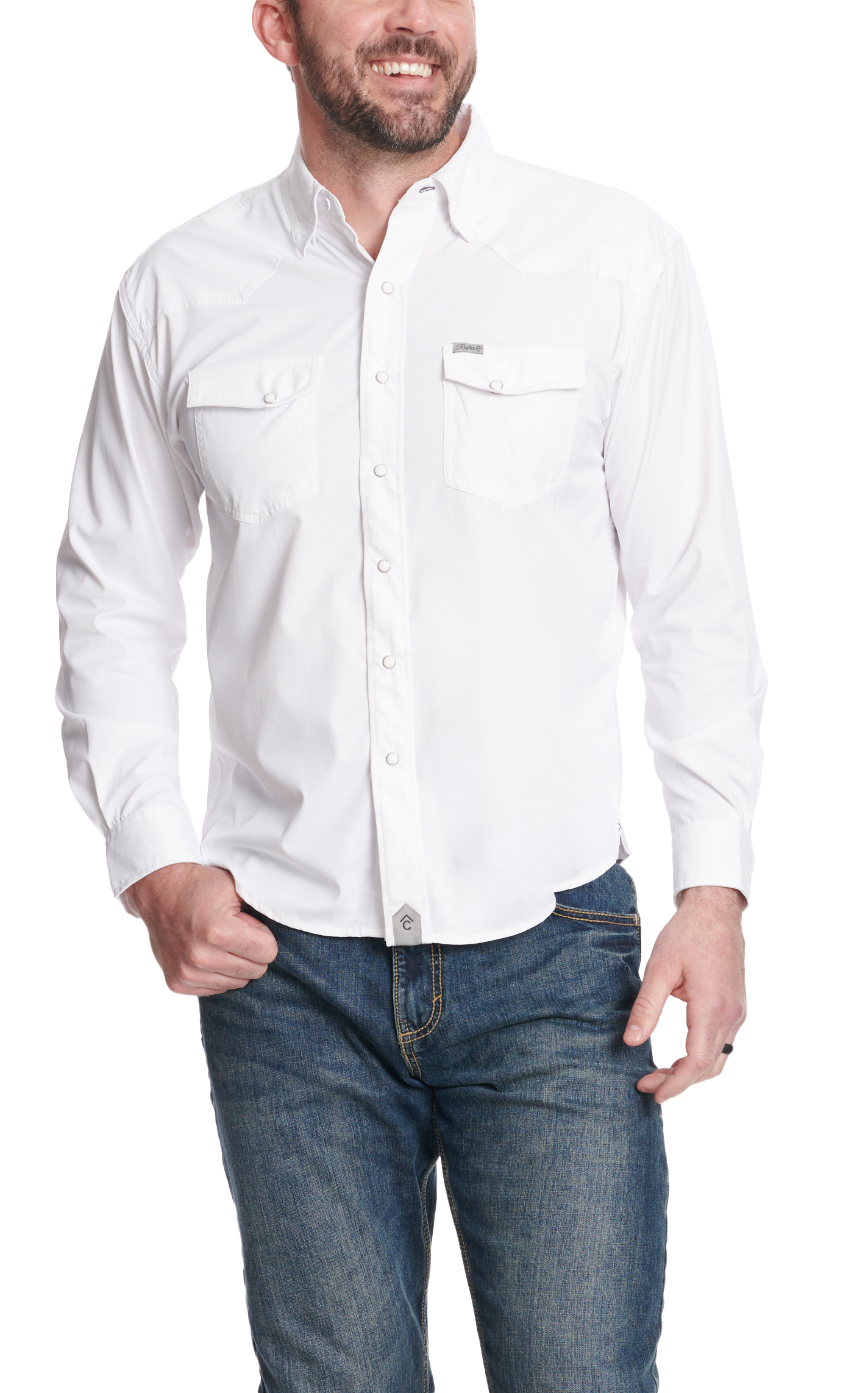 Rafter C Outdoors Men's White Long Sleeve Fishing Shirt - Image 1
