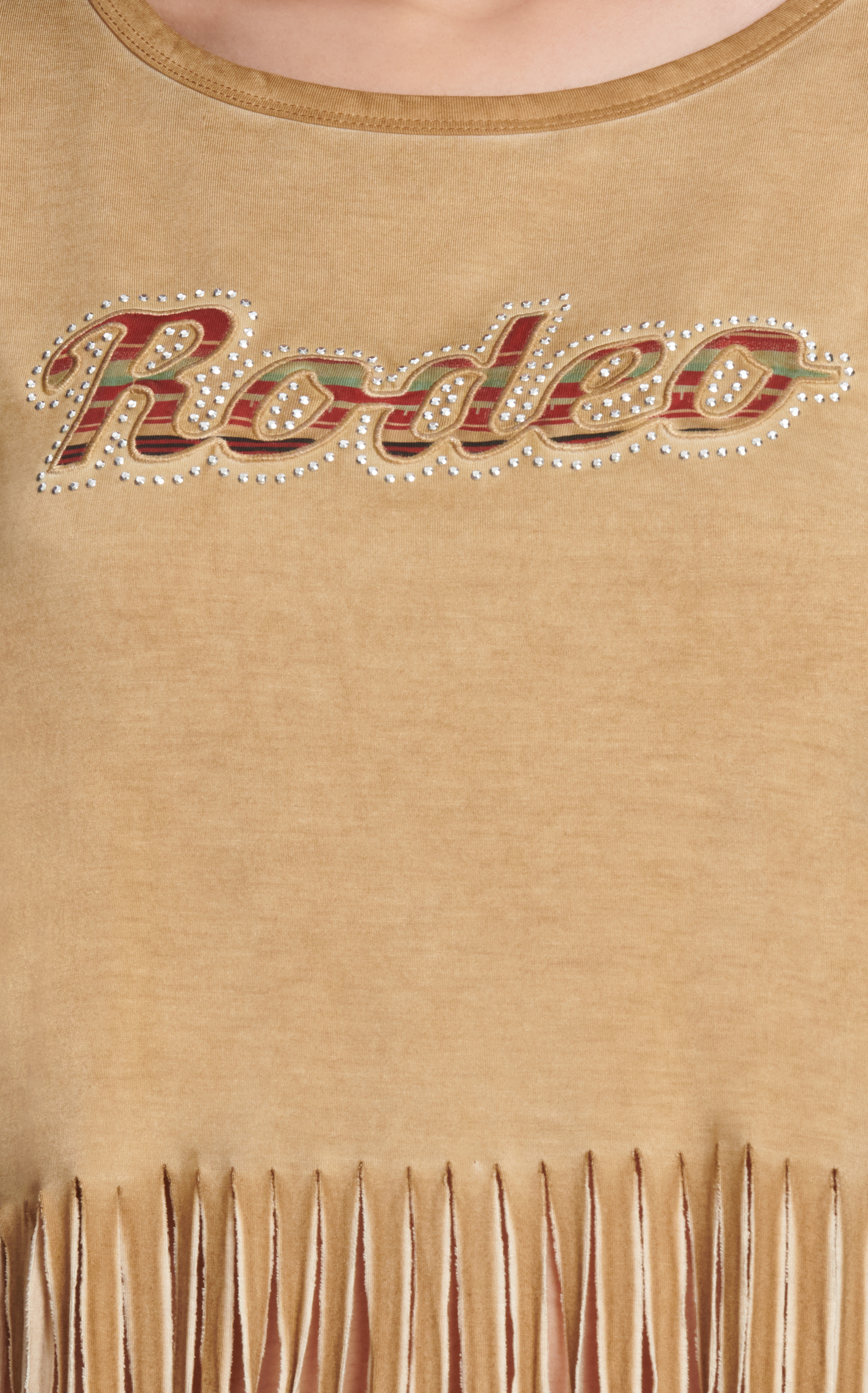 Cowgirl Hardware Women's Sassy Buckskin Brown Rodeo Fringed T-Shirt - Image 1